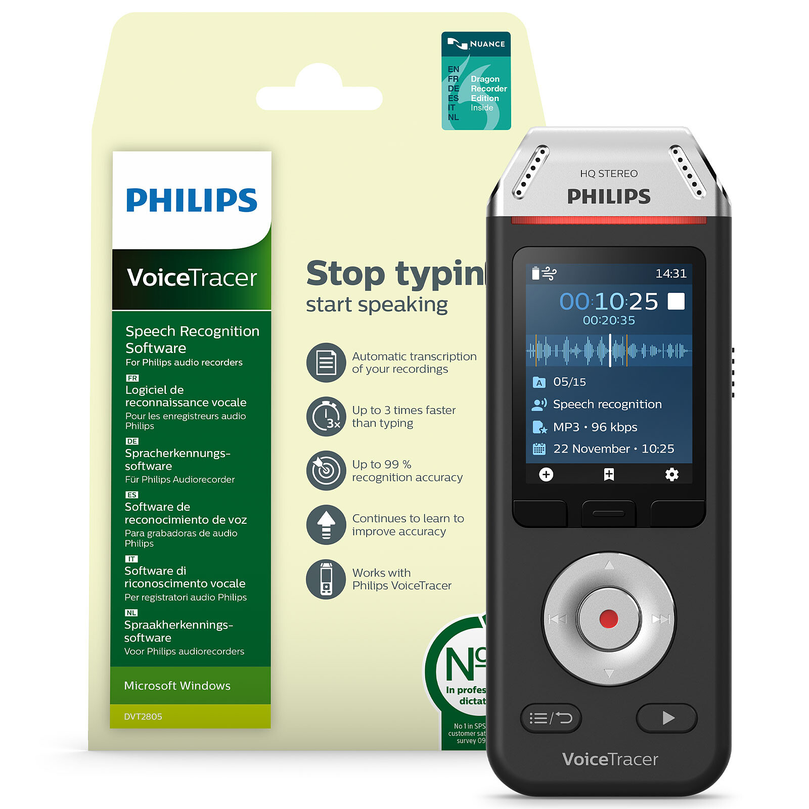 Philips DVT2810 + software di riconoscimento vocale - Registratore