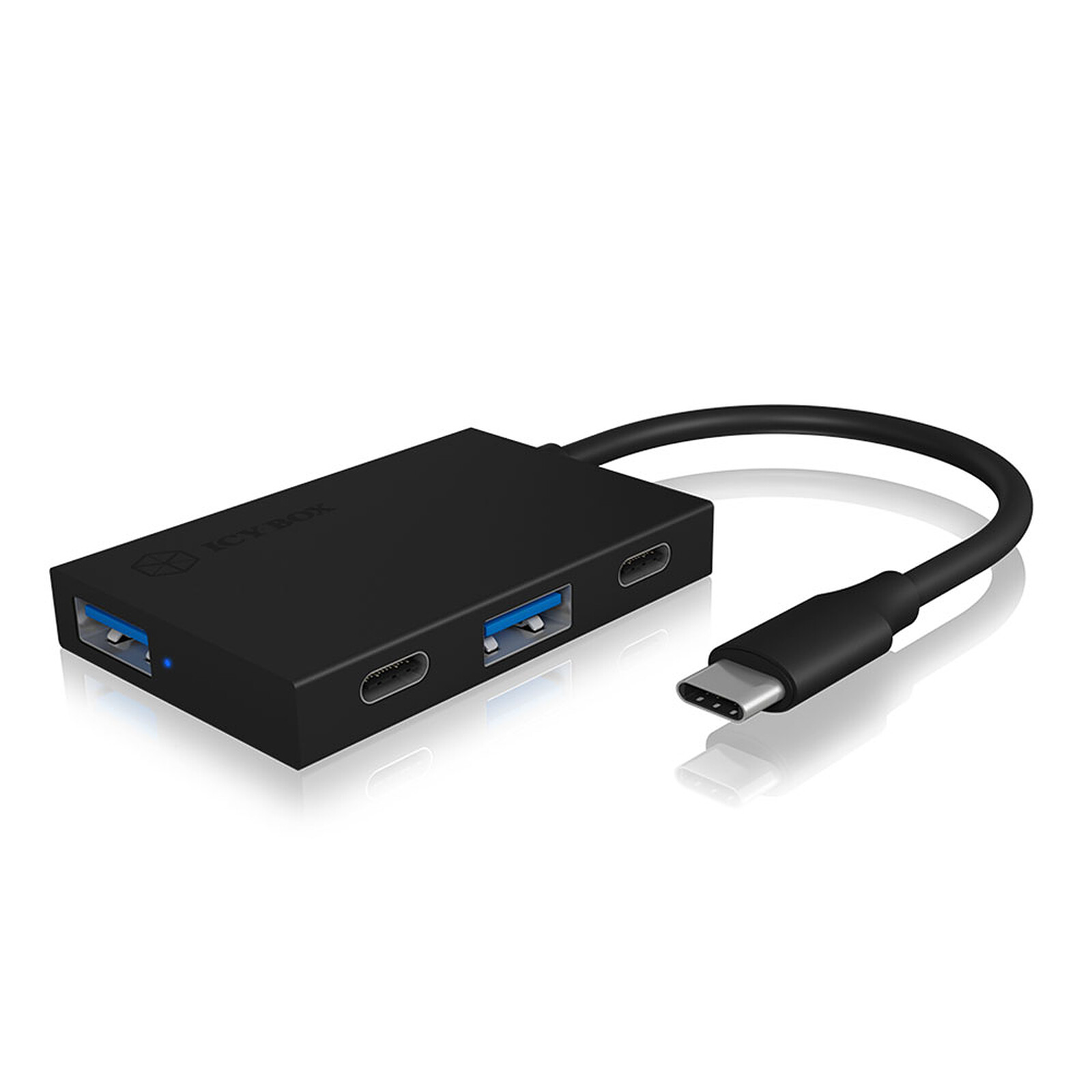 ICY BOX IB-Hub1405 USB 3.0 Hub Met Oplader - 4 Poorten Met Aan/Uit Schakelaars - Aluminium