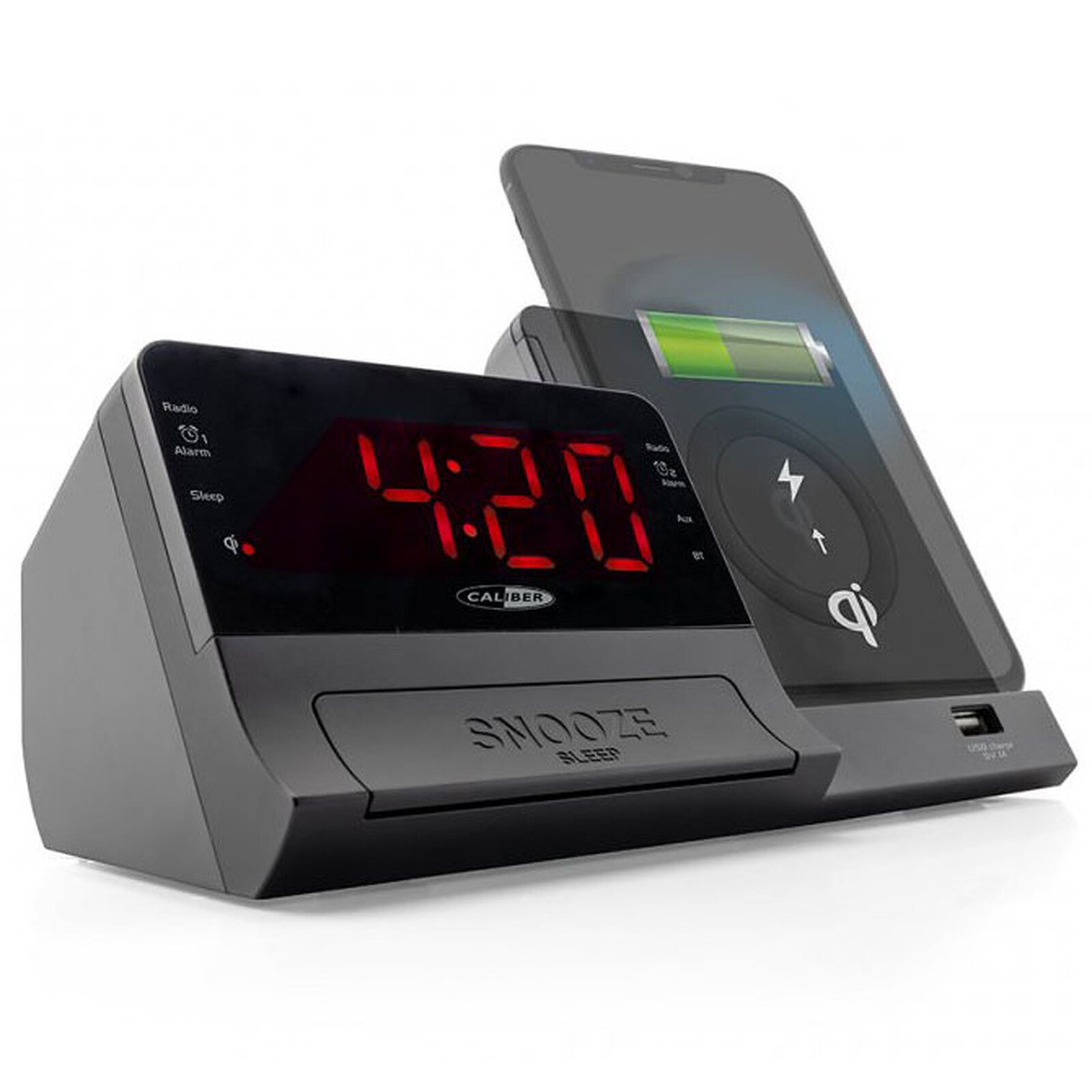 Philips TAR7705/10 Reloj Despertador Cargador Qi con Bluetooth/USB