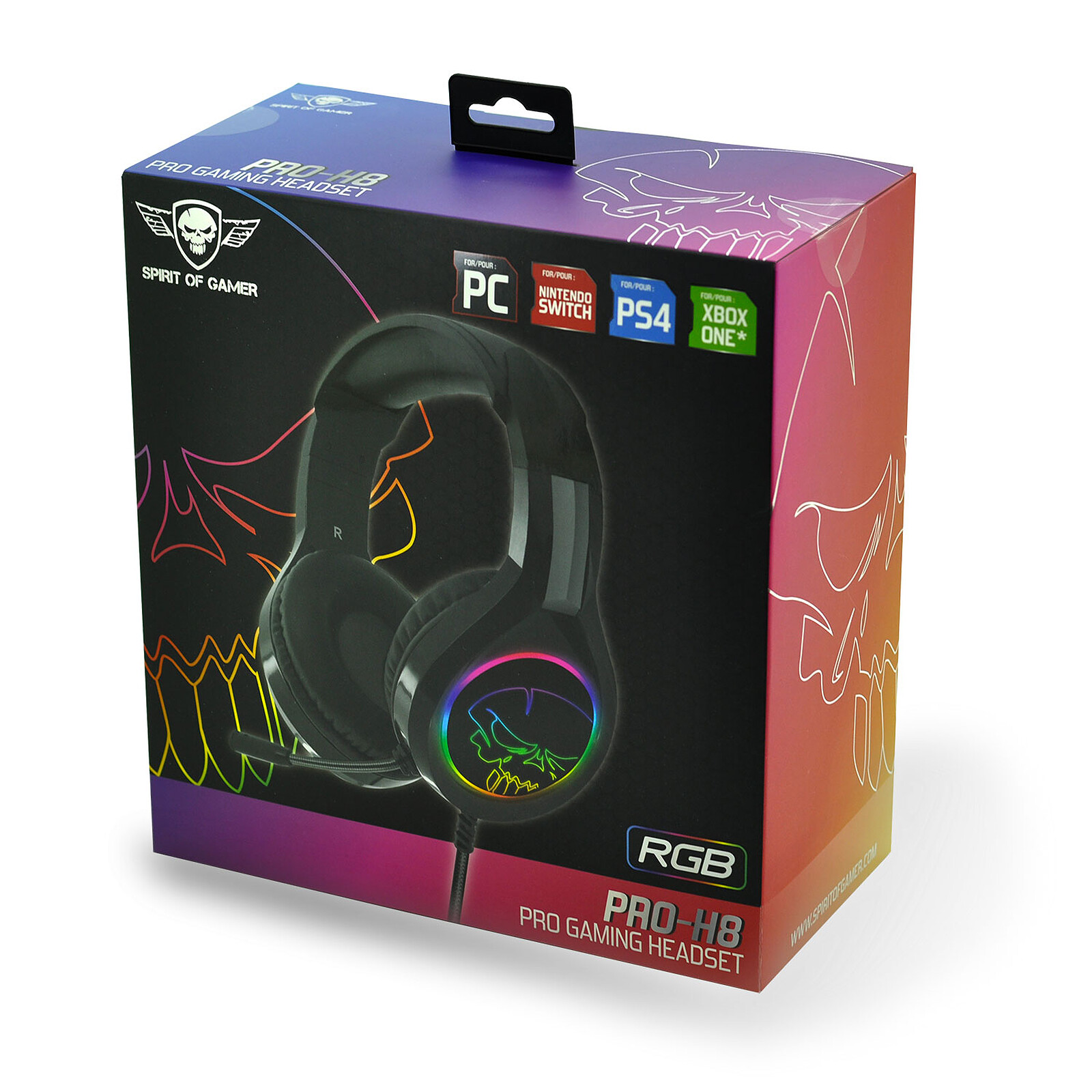 Casque-micro - son surround virtuel 7.1 - microphone omnidirectionnel - rgb  - compatible pc/ps4 SPIRIT OF GAMER Pas Cher 