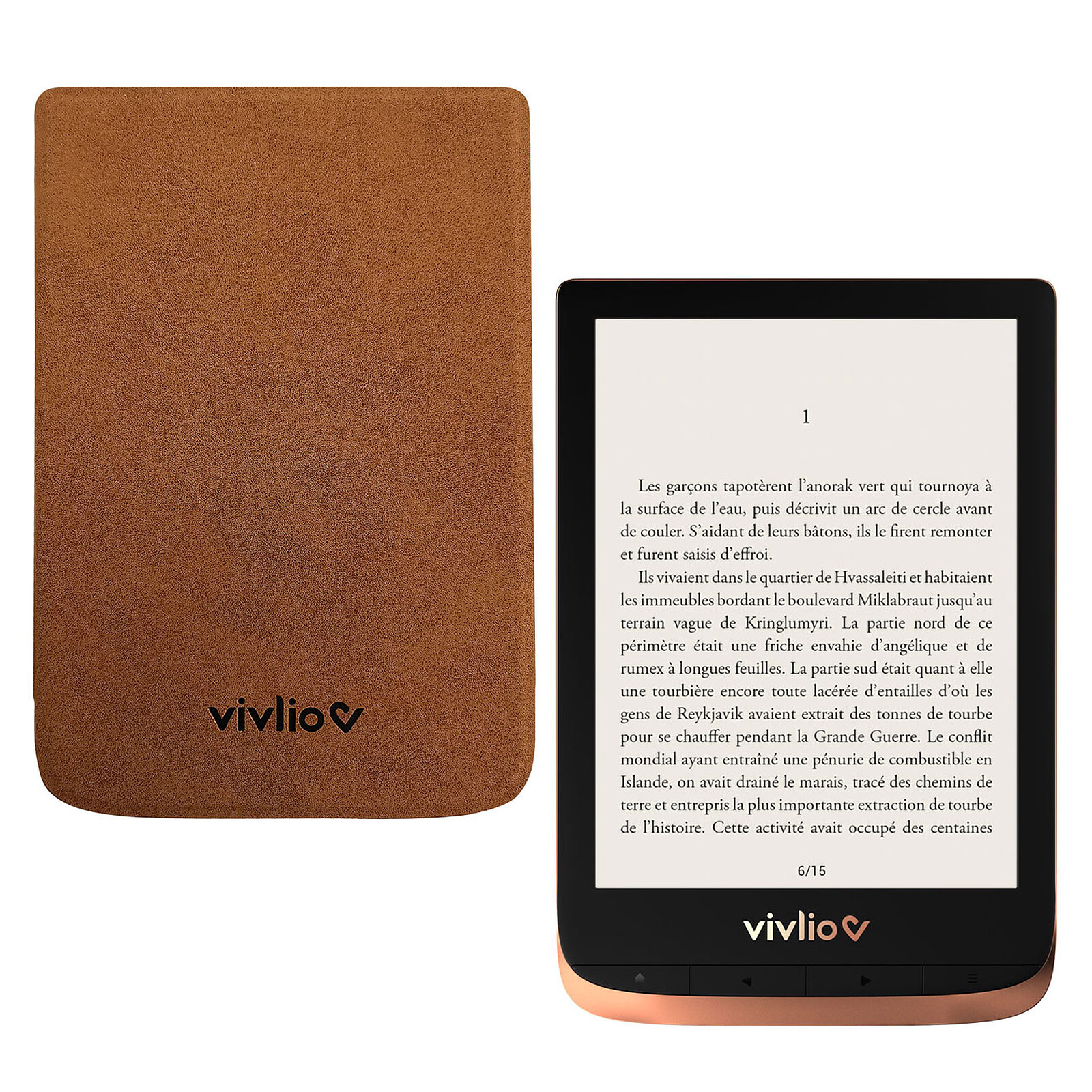 Vivlio Touch HD Plus Copper/Black Free eBook Pack Brown Case - E