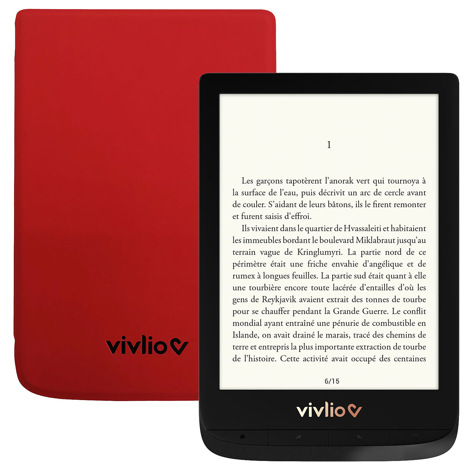 Vivlio Touch Lux 4 Noir + Pack d'eBooks OFFERT + Housse Rouge - Liseuse  eBook - Garantie 3 ans LDLC