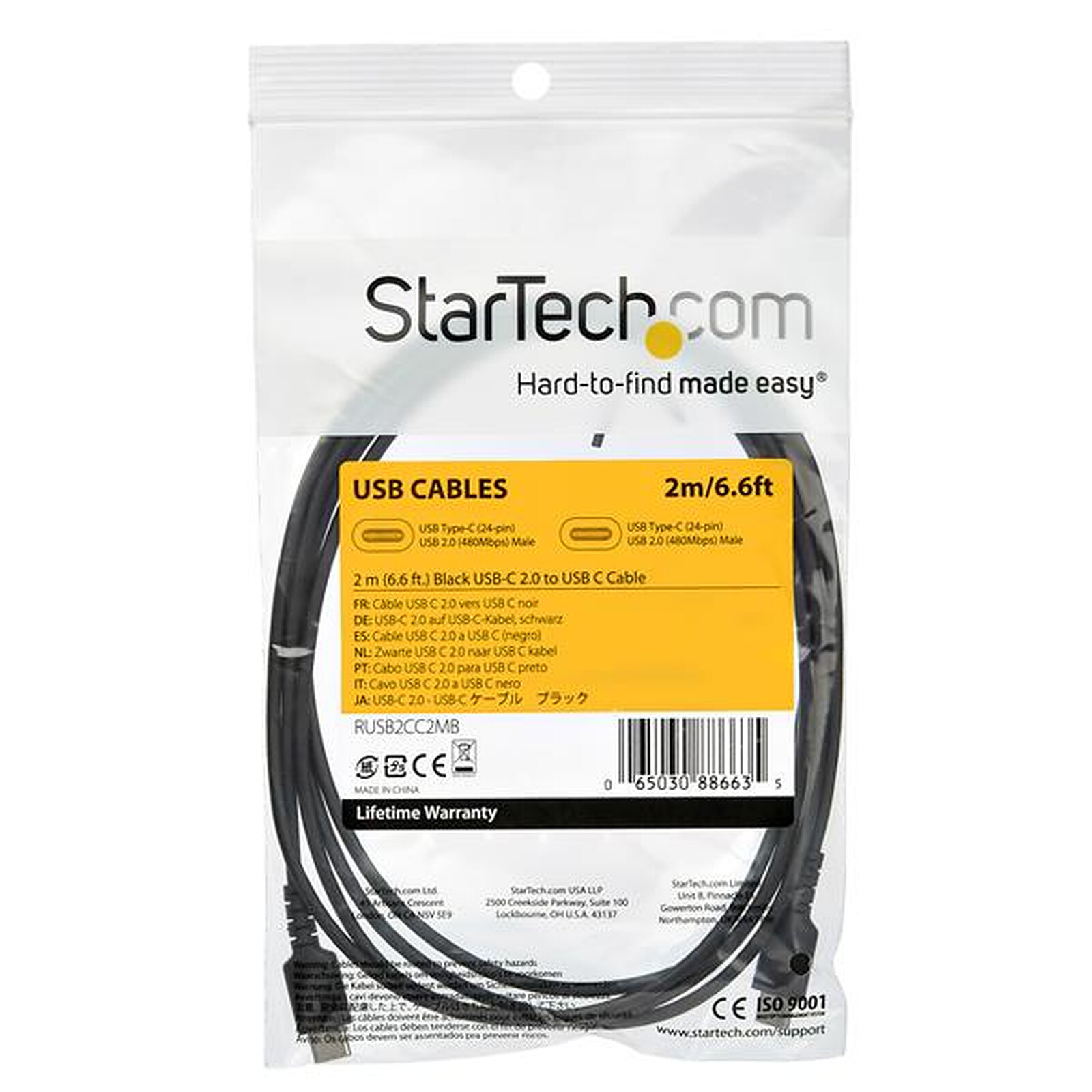 Cable USB-C a USB-C de 2 m de StarTech.com - Negro - USB - LDLC