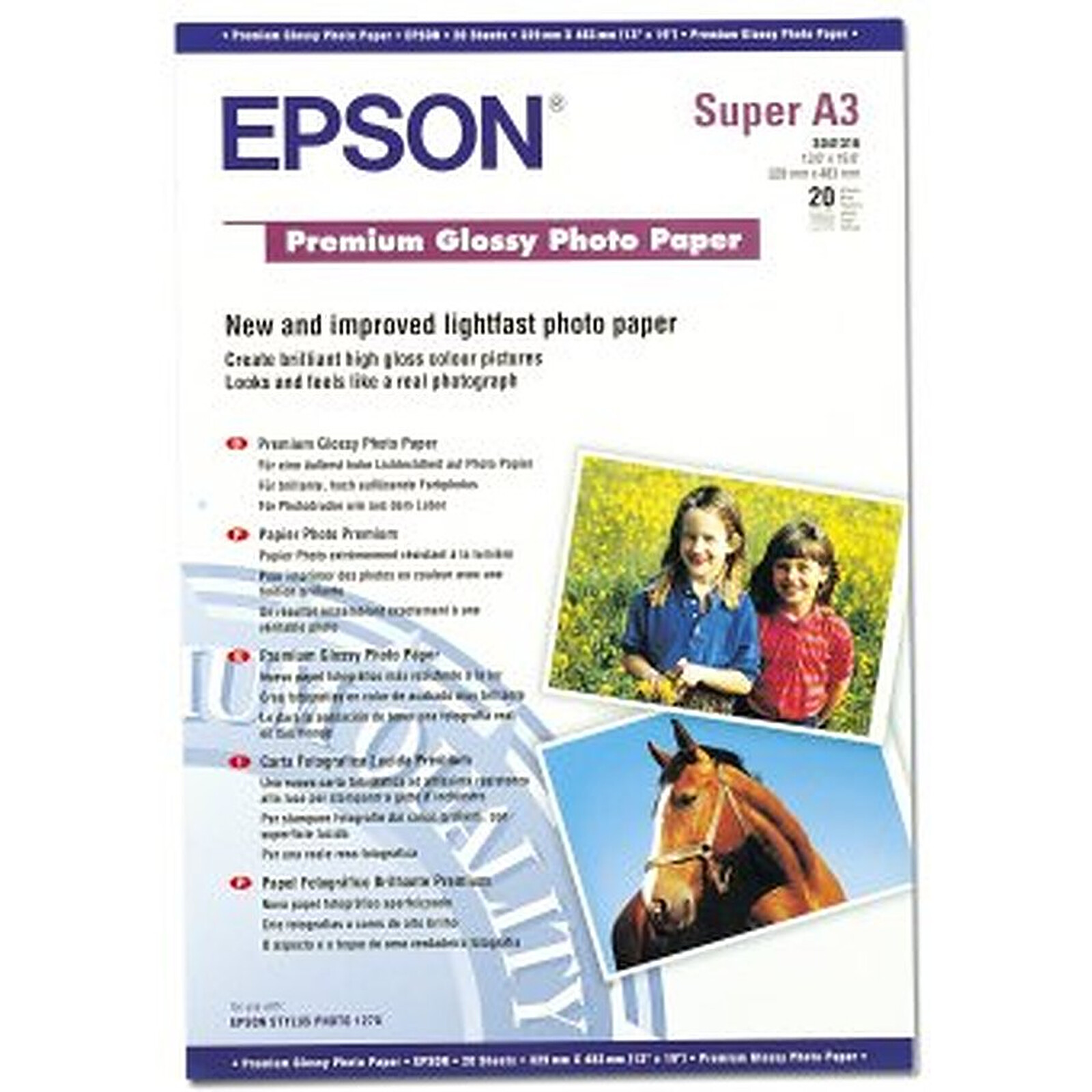 EPSON C13S041316 255G/M² 20FNS Papier Photo Premium A3 