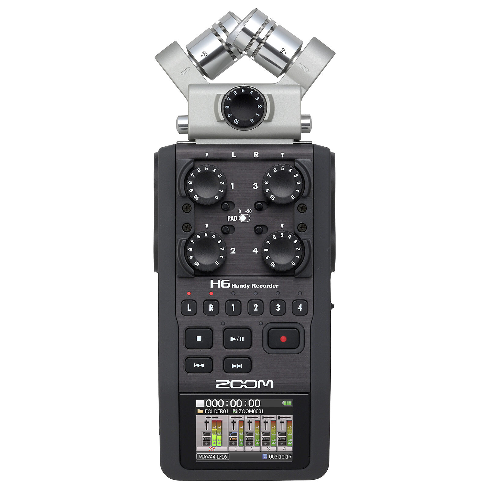 Zoom H6 All Black (2020 Version) 6-Track Portable Recorder Stereo  Microphones 4 XLR/TRS