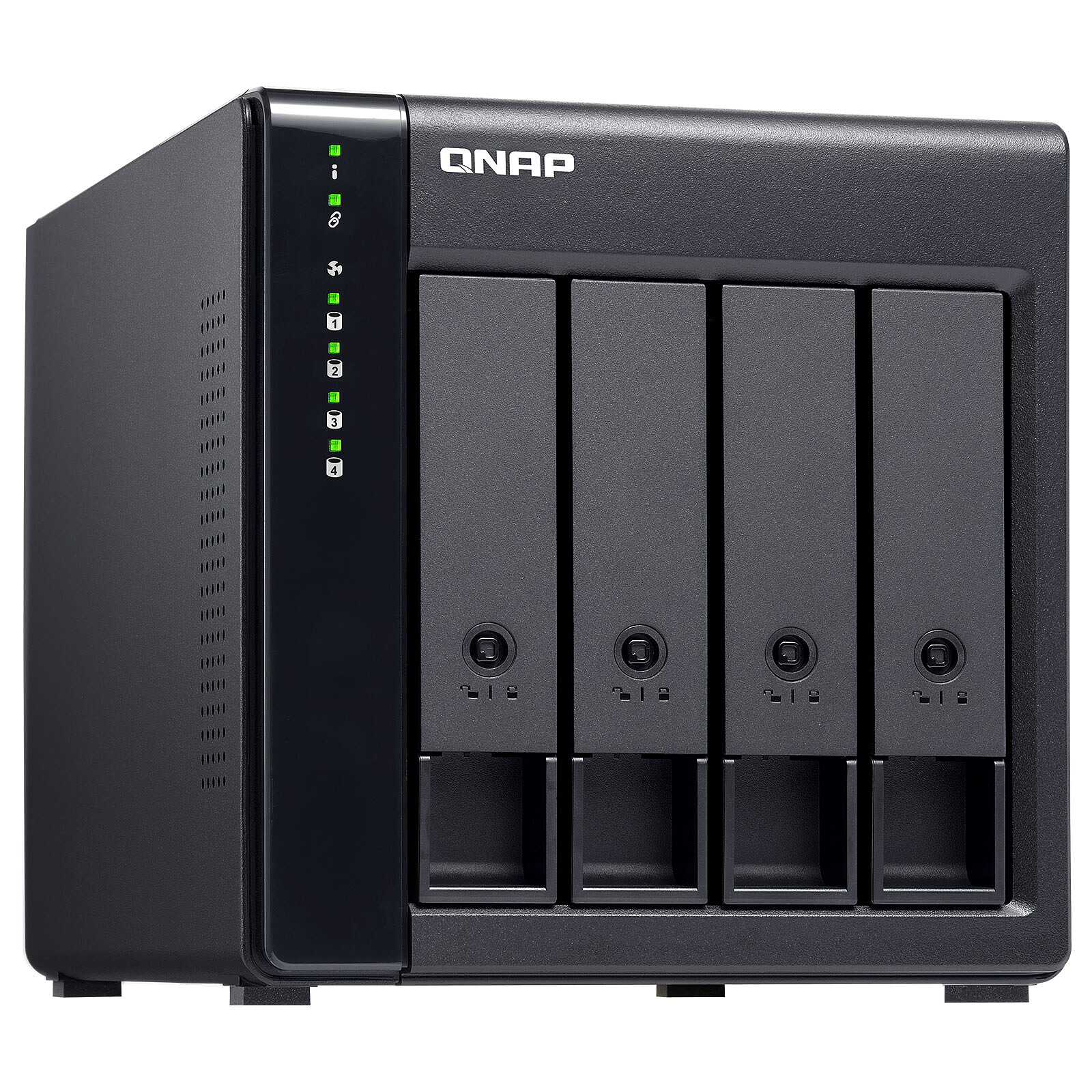 QNAP TL-D400S Boîtier de disques de stockage Boîtier disque dur/SSD Noir,  Gris 2.5/3.5