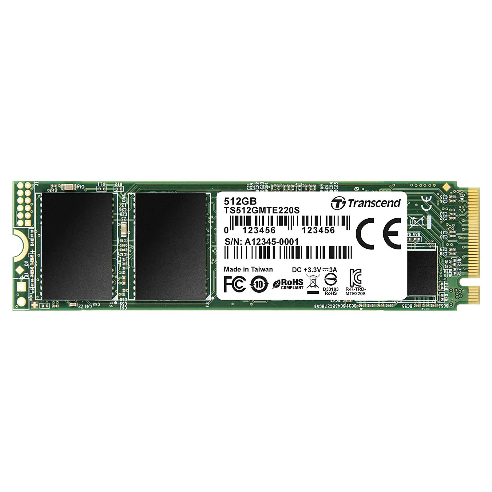 Transcend 110S - SSD - 512 Go - PCIe 3.0 x4 (NVMe) (TS512GMTE110S)