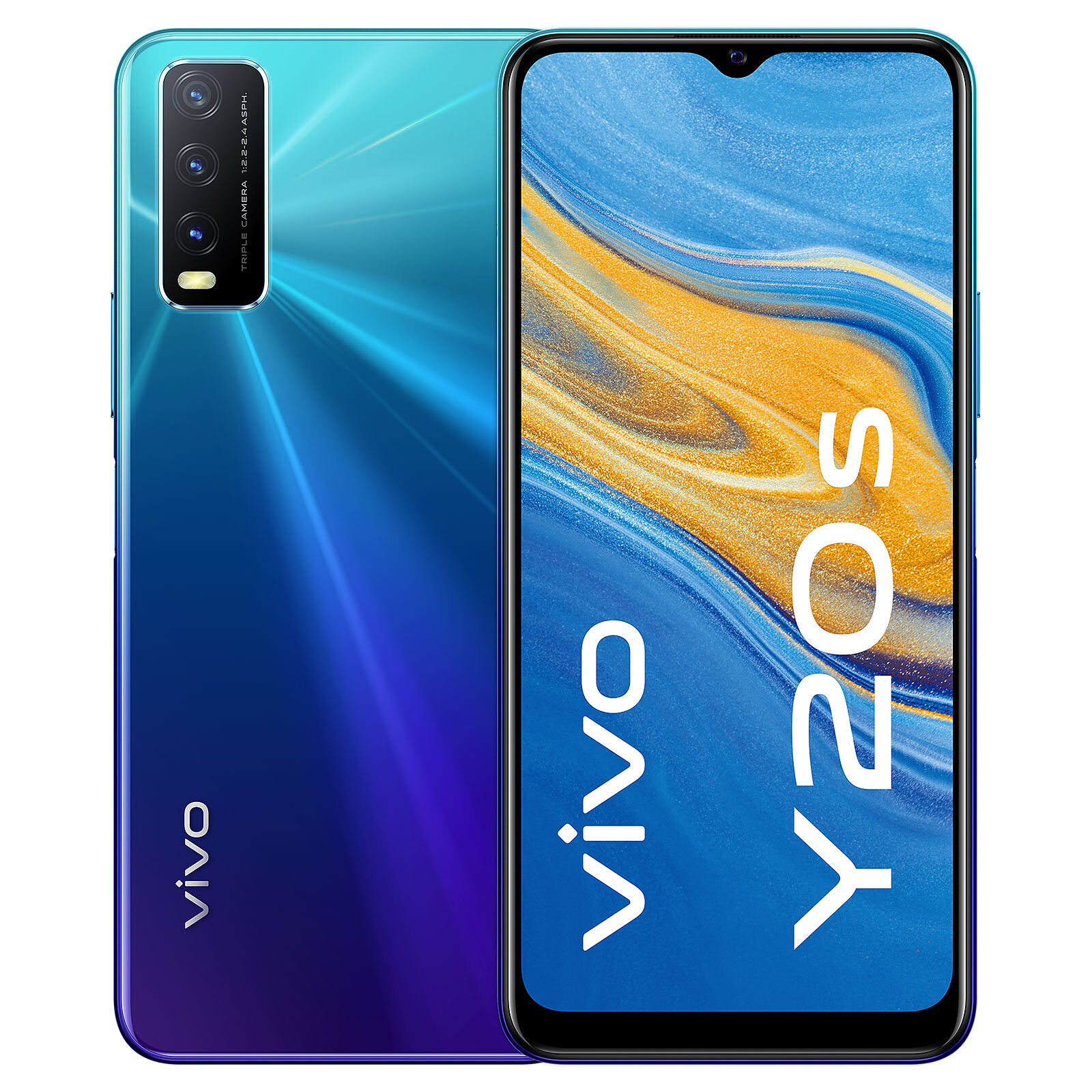 Custodia Portafoglio Vivo Y20s Con Flip Magnetica E Supporto - Blu, Pelle PU E TPU