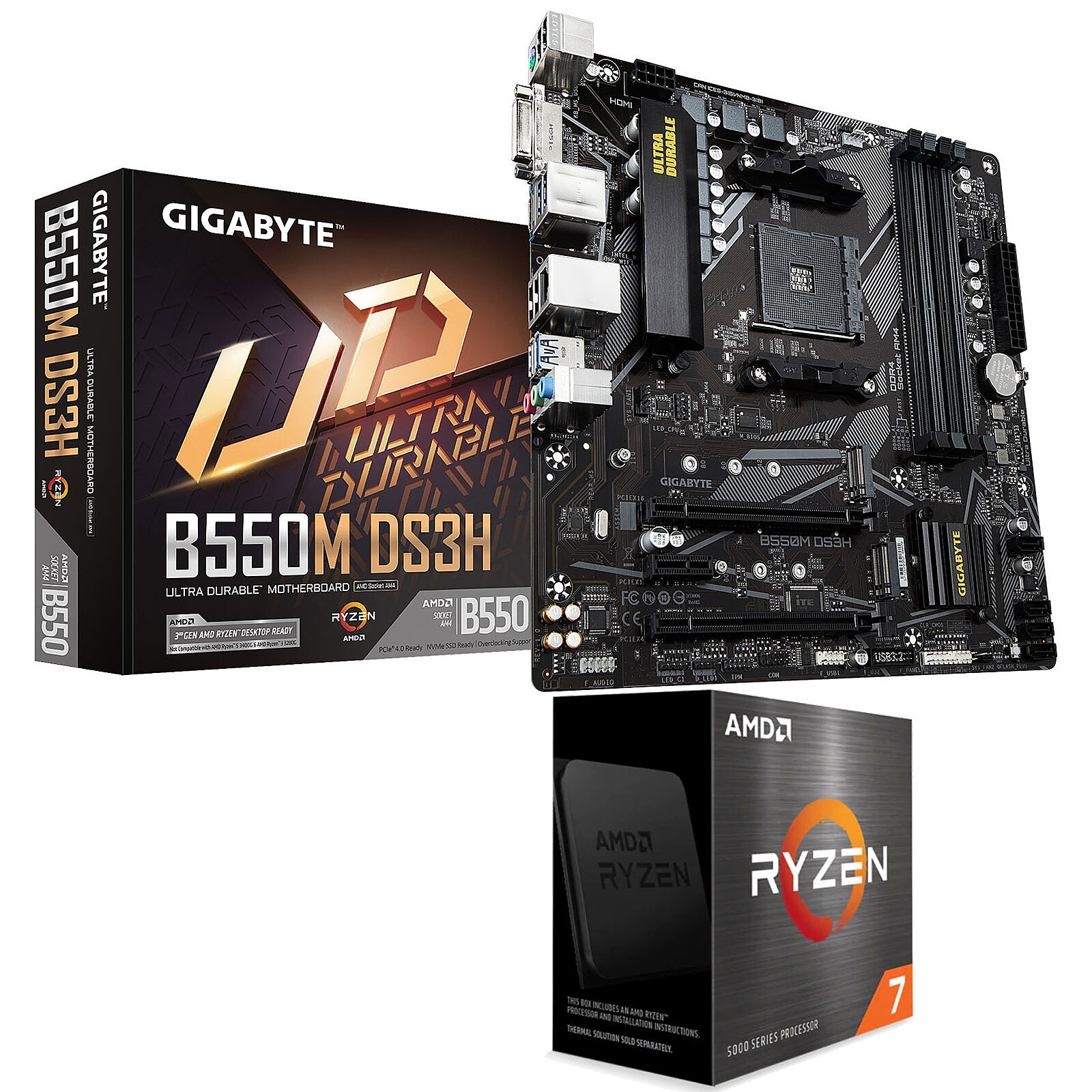 Kit Upgrade PC AMD Ryzen 7 5800X Gigabyte B550M DS3H - Kit upgrade PC -  Garantie 3 ans LDLC