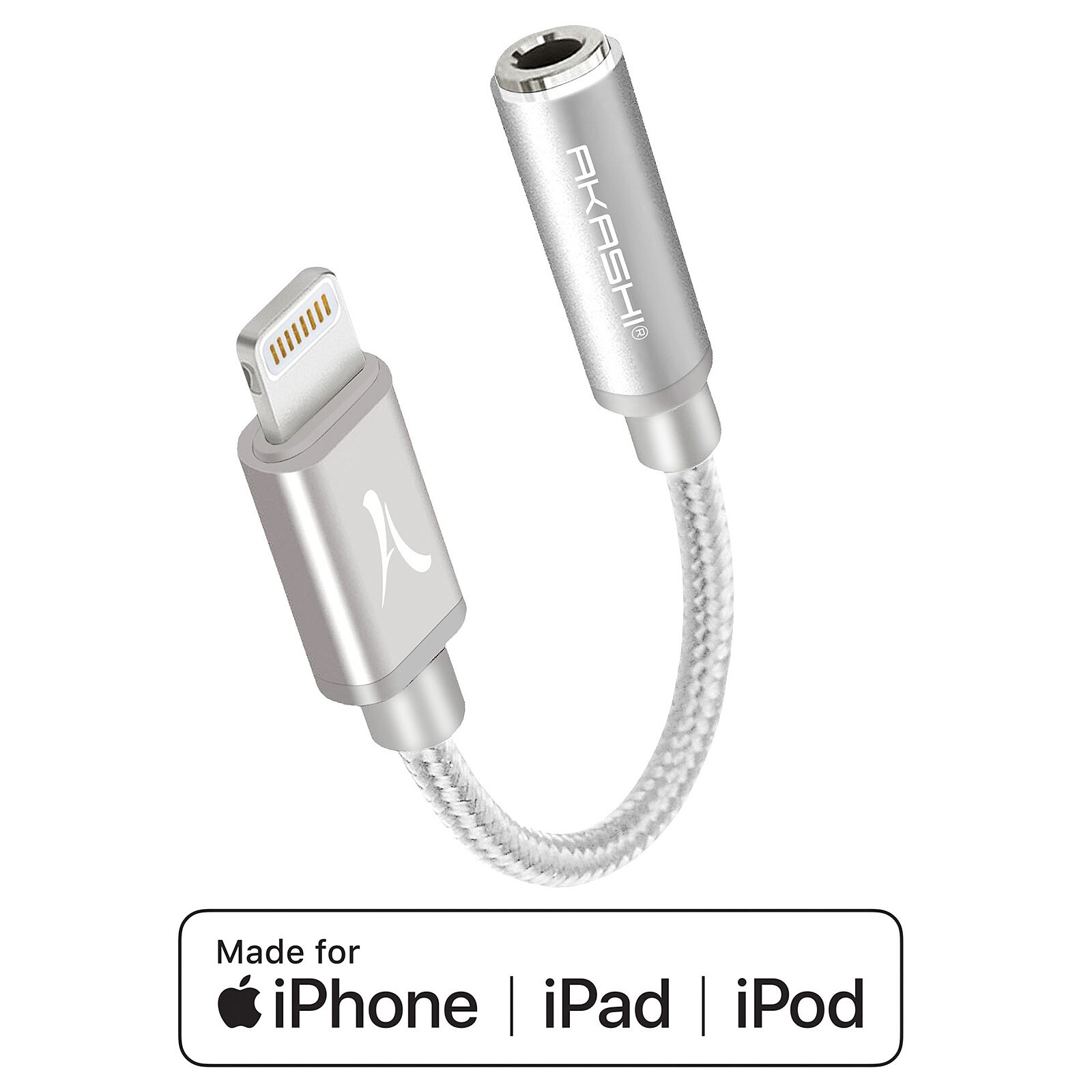 Lightning vers 3,5 mm Nylon Tressé Adaptateur iPhone Adaptateur Noir ,Audio AUX 3,5 mm Connecteur stéréo Câble dongle Écouteurs compatibles avec iPhone 12/SE/11/X 8 7 8Plus Certifié Apple MFi