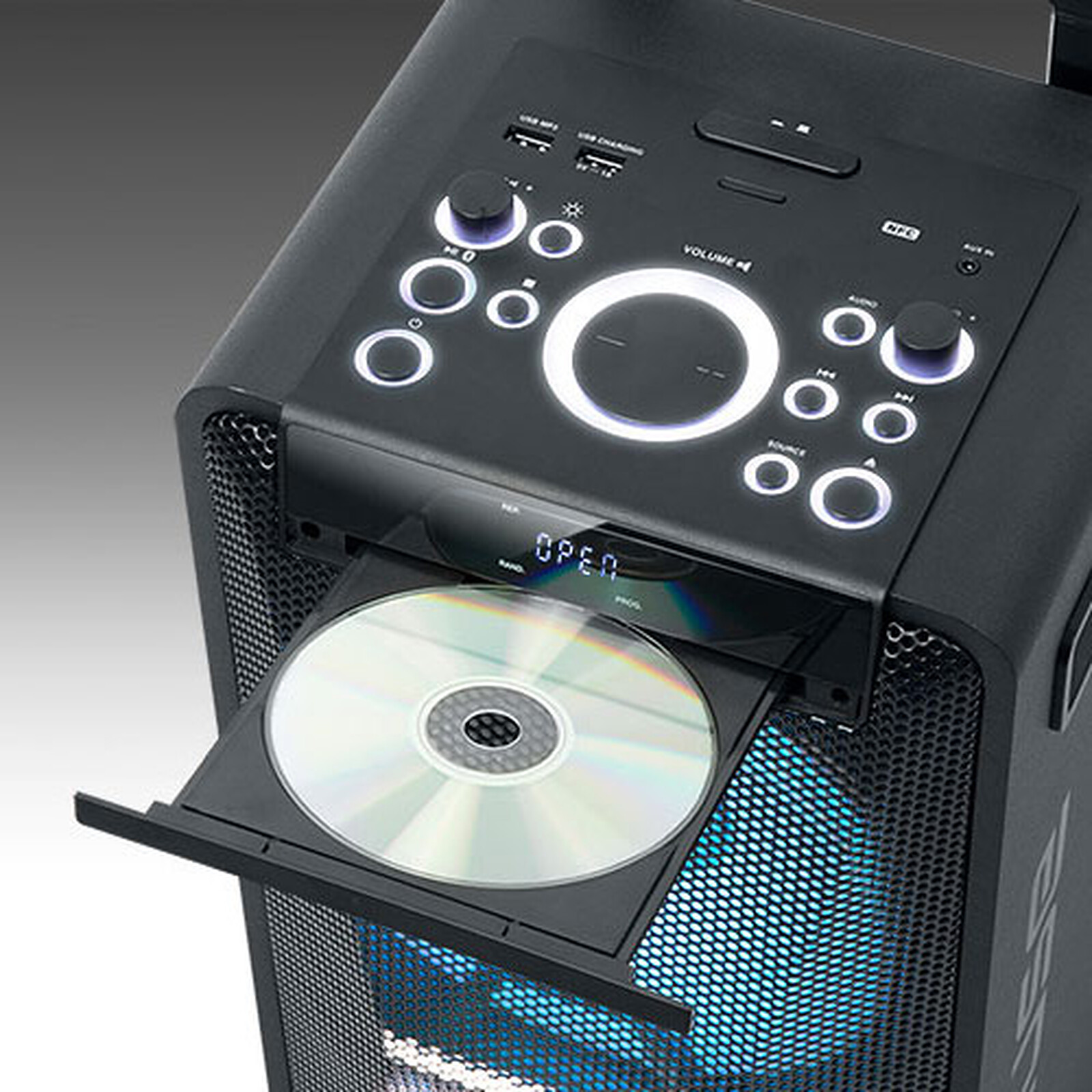 Muse - Enceinte DJ - Muse M-1920DJ sur Batterie, 300W, CD, Bluetooth et  Effets LED (USB, AUX, Télécommande), 1 microphone VHF sans fil - Retours de  scène - Rue du Commerce