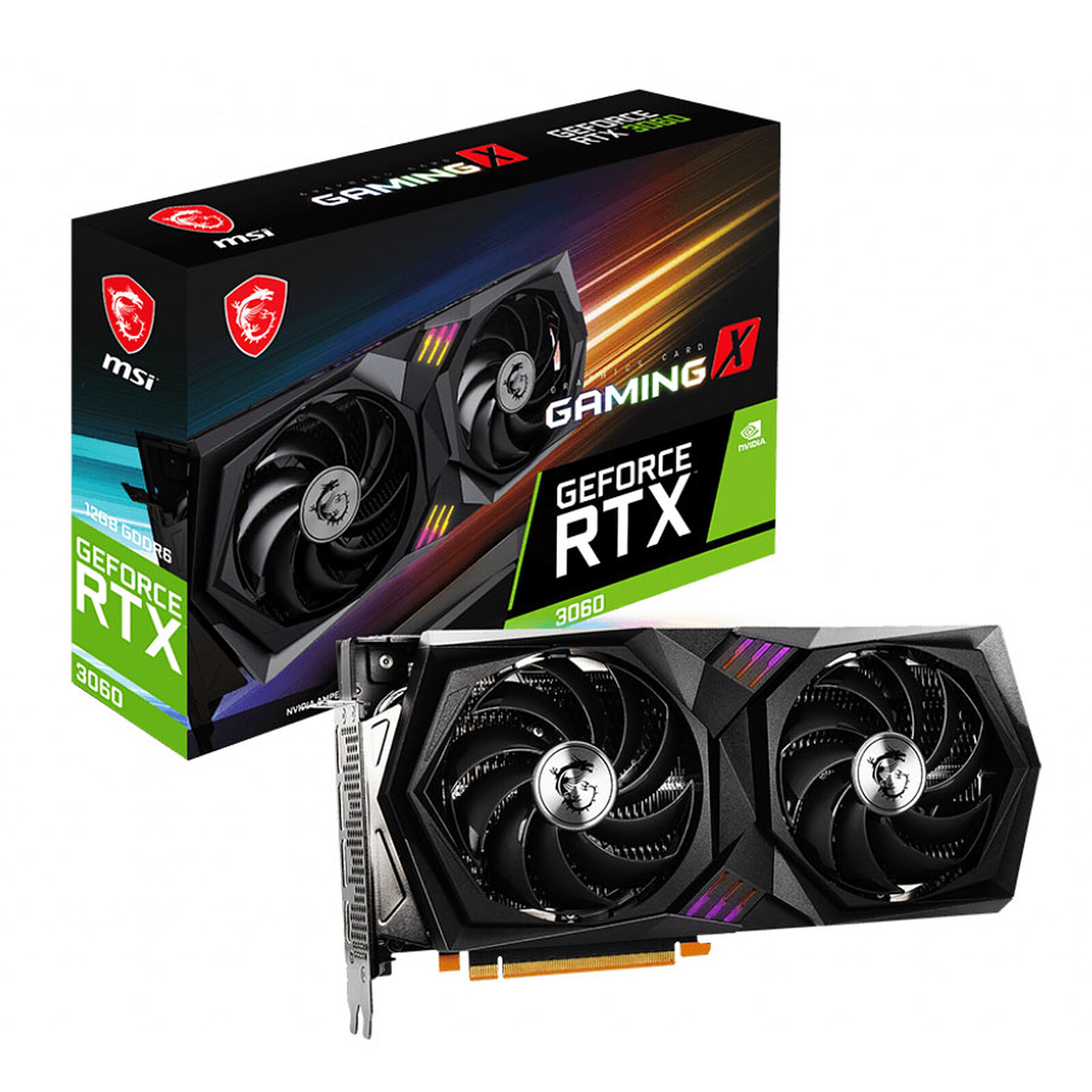 Carte Graphique Gaming Msi GeForce RTX 3060 X 12 Go Noir - Carte graphique