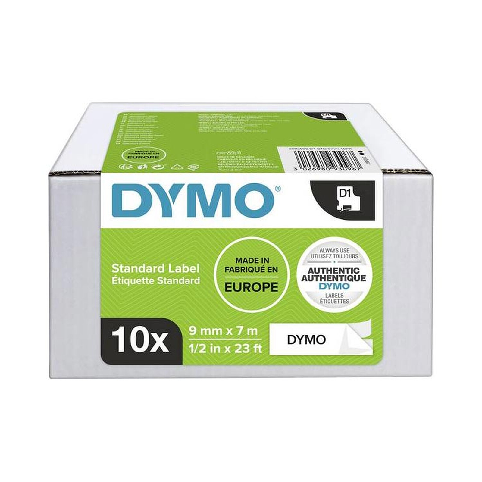 DYMO Ruban D1 Standard - noir/transparent 9 mm - 7 m - Ruban titreuse - LDLC