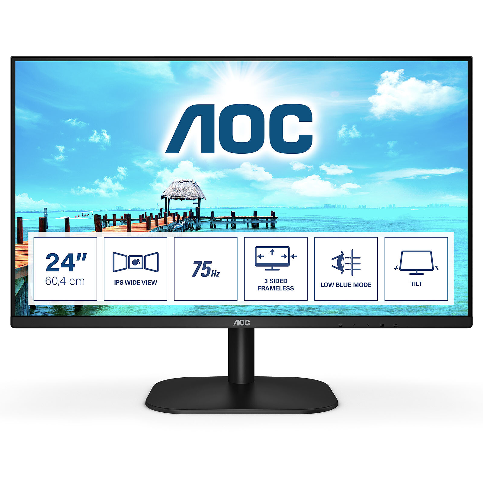 Stock Bureau - AOC Ecran PC LED 23,6 (59,94 cm) 1920 x 1080 2 ms VGA/HDMI  Noir