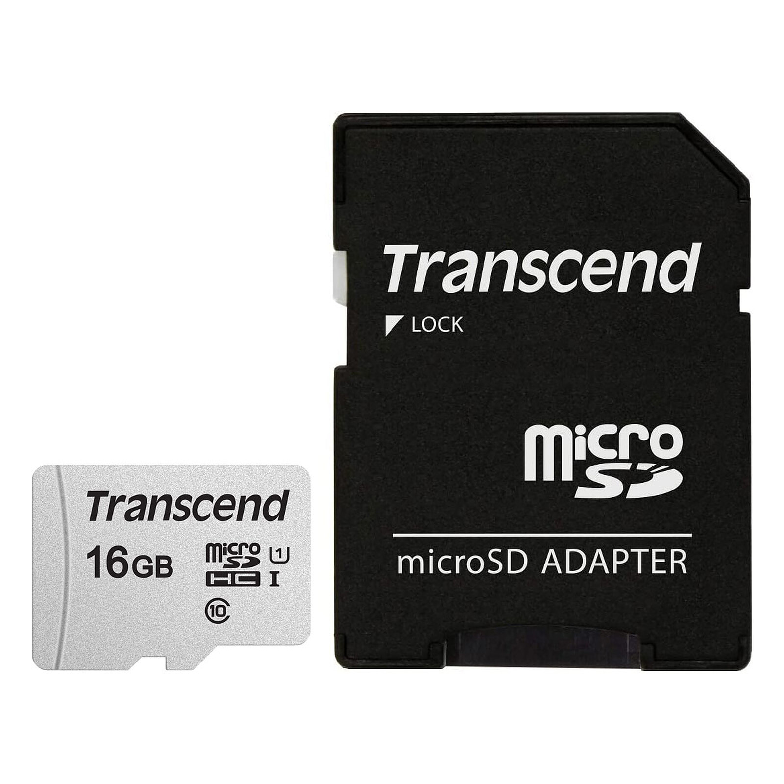 Transcend MicroSDHC 300S 16 Go + Adaptateur SD - Carte mémoire - LDLC