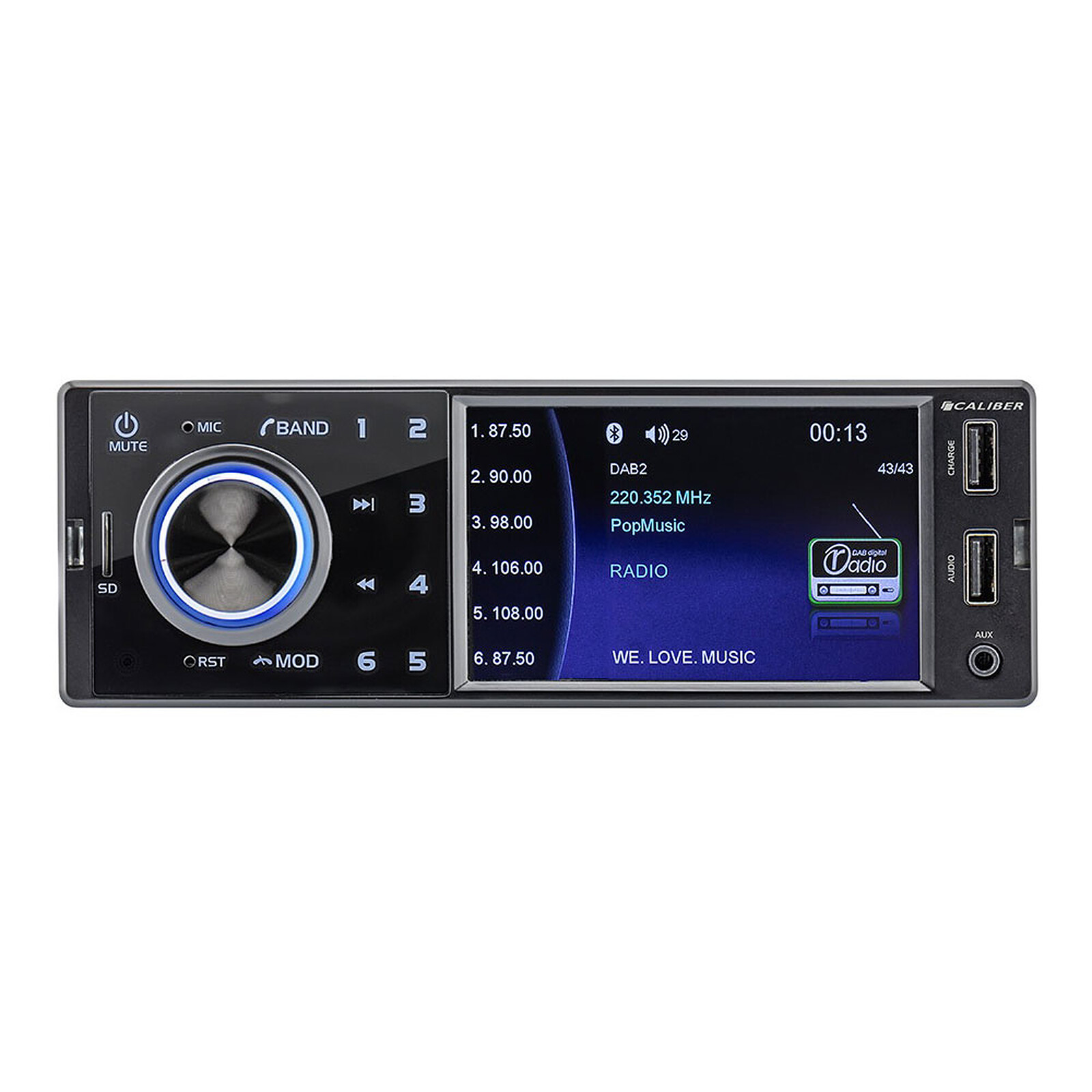 Autoradio - Caliber RMD055DAB-BT - DAB Plus Bluetooth 4 x 75W 190 x 140 x  55 mm Noir - Autoradio - Achat & prix