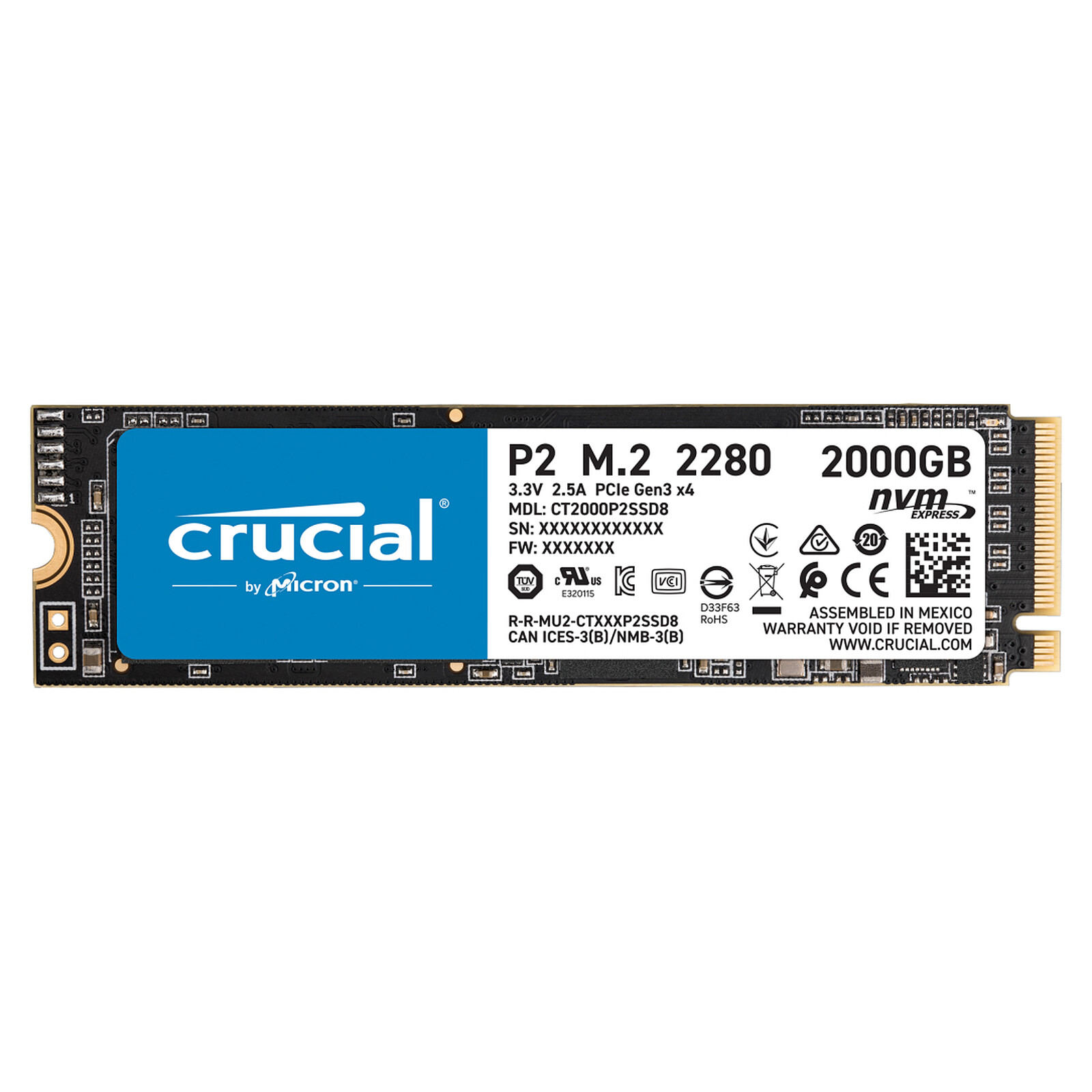 Crucial P2 M.2 PCIe NVMe 2 To - Disque SSD - LDLC
