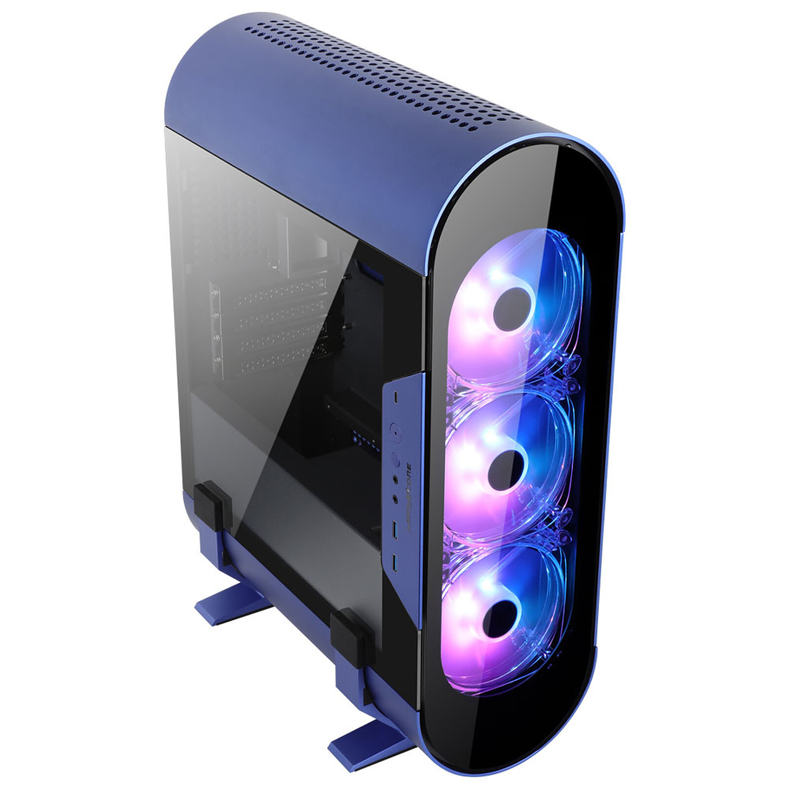 Tour PC Boitier sans Alimentation Façade Verre trempé LED Bleu Format Micro ATX 