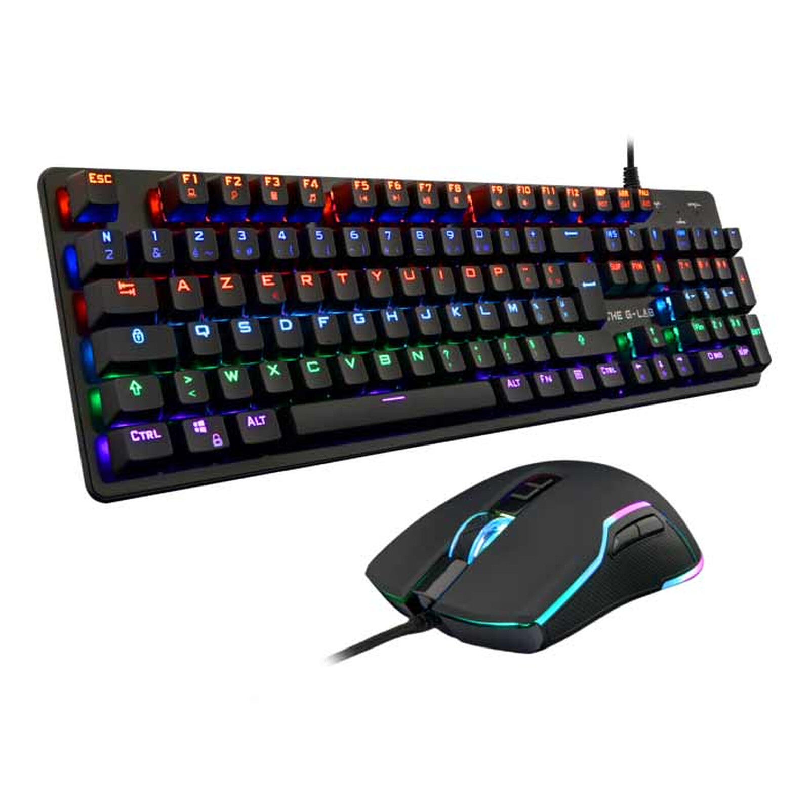 The G-LAB Combo KRYPTON - Clavier Gaming AZERTY USB Anti-Ghosting + Souris  Gaming 6 boutons 3200 dpi - Pack Gamer filaire PC PS4 Xbox One Mac  Rétro-éclairage RGB (Noir) : : Informatique