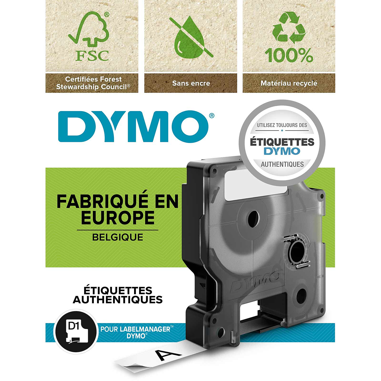 D1 Standard black/transparent 9 mm - 7 m - Label printer tape DYMO on