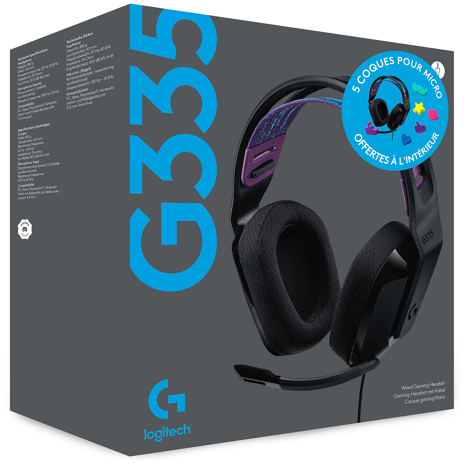 Écouteurs G335 Gaming Blanc - Micro-casques de gaming