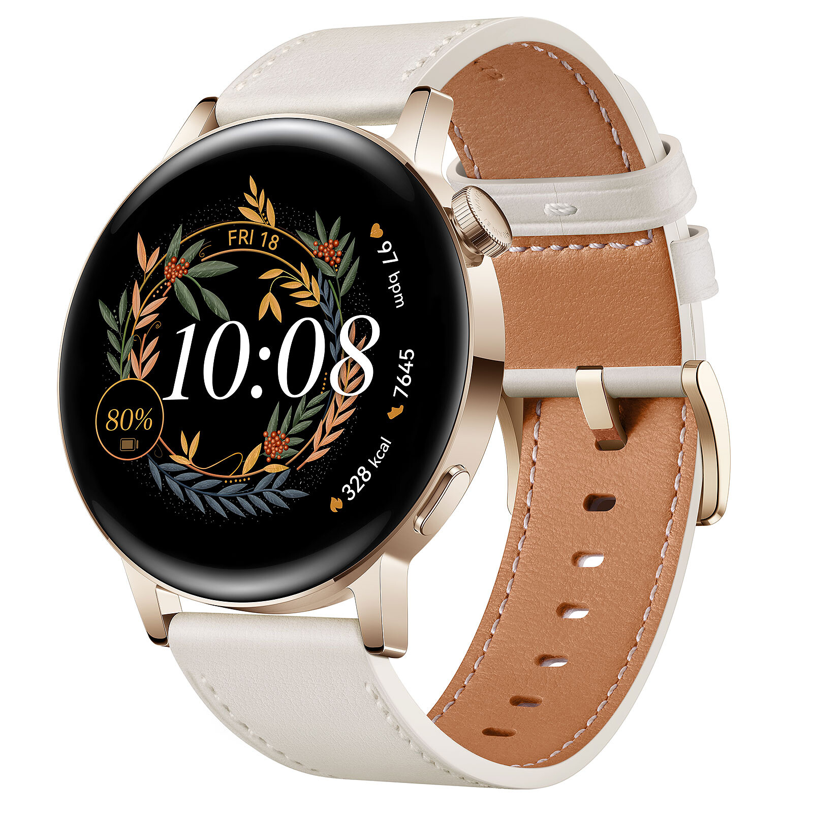 Huawei Watch GT 3 Classic (42 mm / Leather / White)
