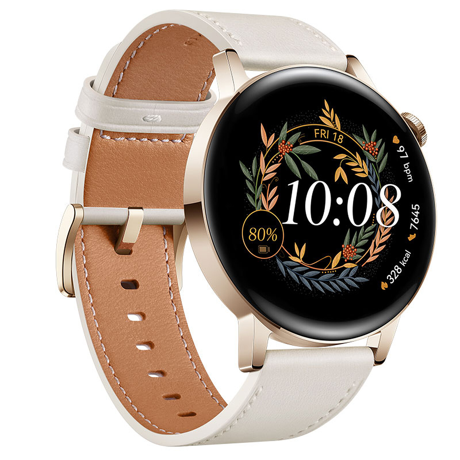 Huawei Watch GT 3 Classic (42 mm / Leather / White) - Smart watch