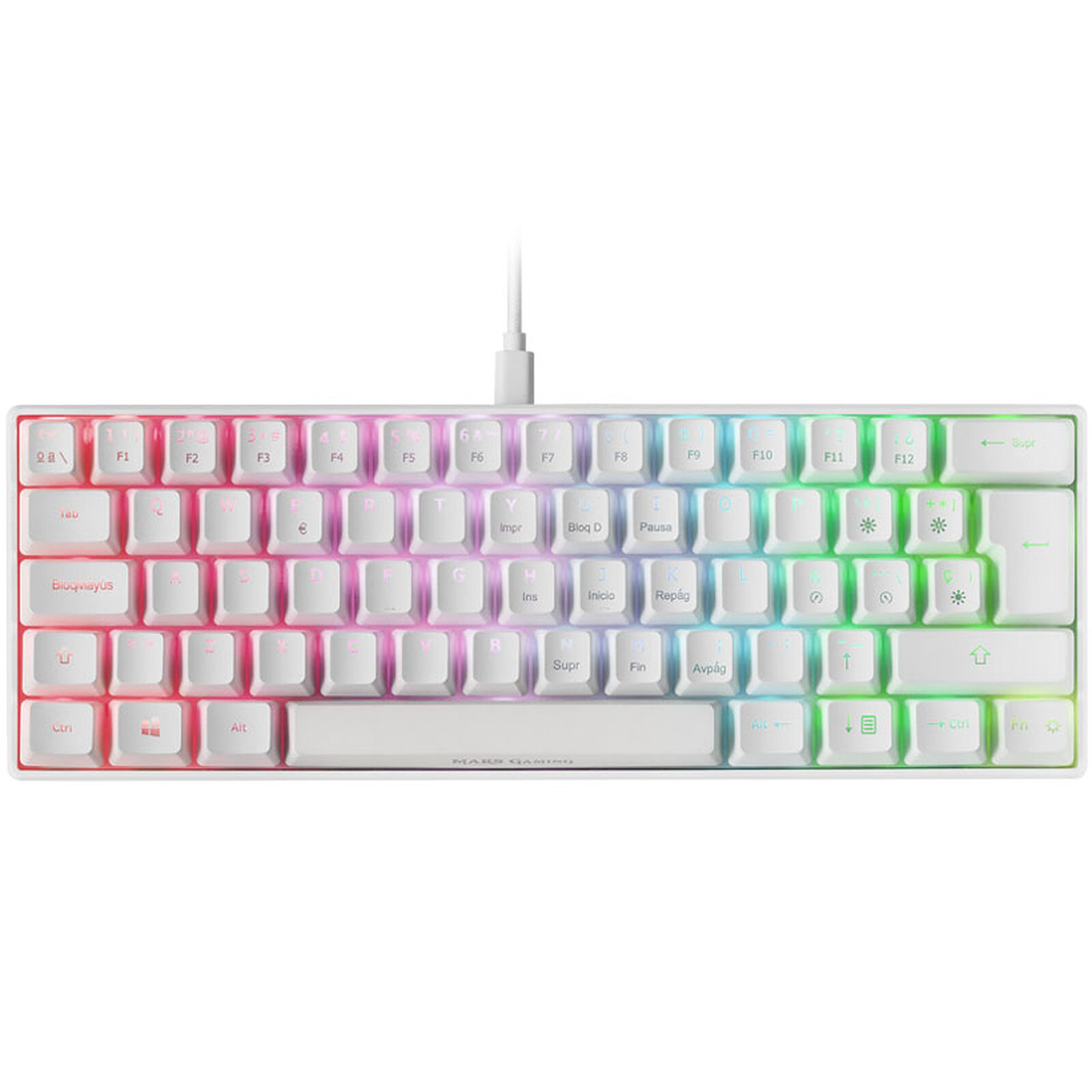 Clavier Mécanique Mars Gaming MKULTRA Blanc Switch Marron (FR)