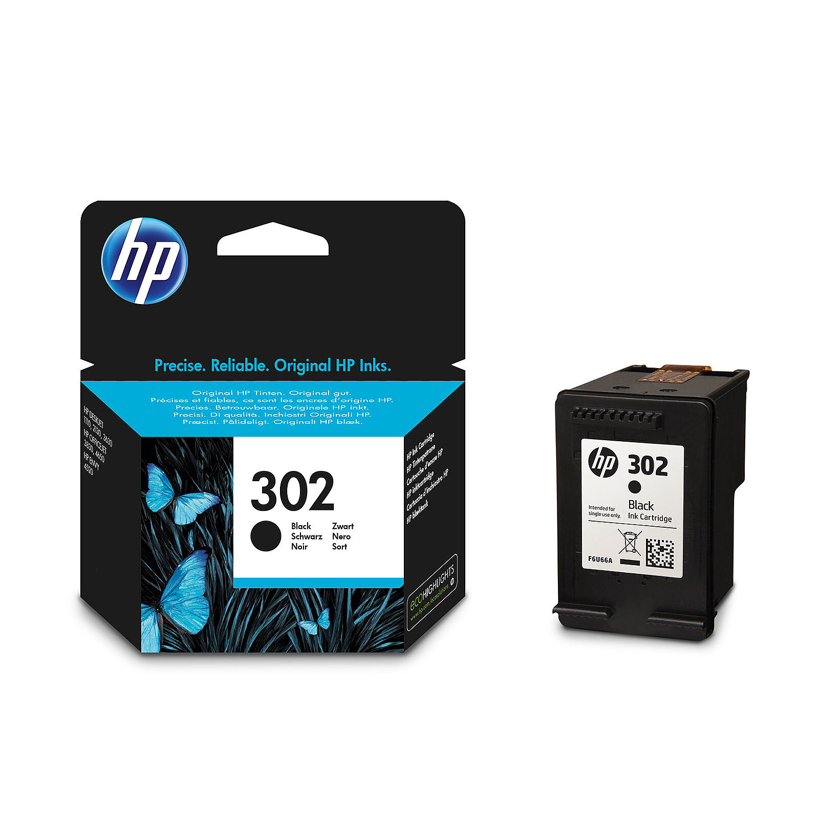 HP 302 (F6U66AE) - Noir - Cartouche imprimante - LDLC