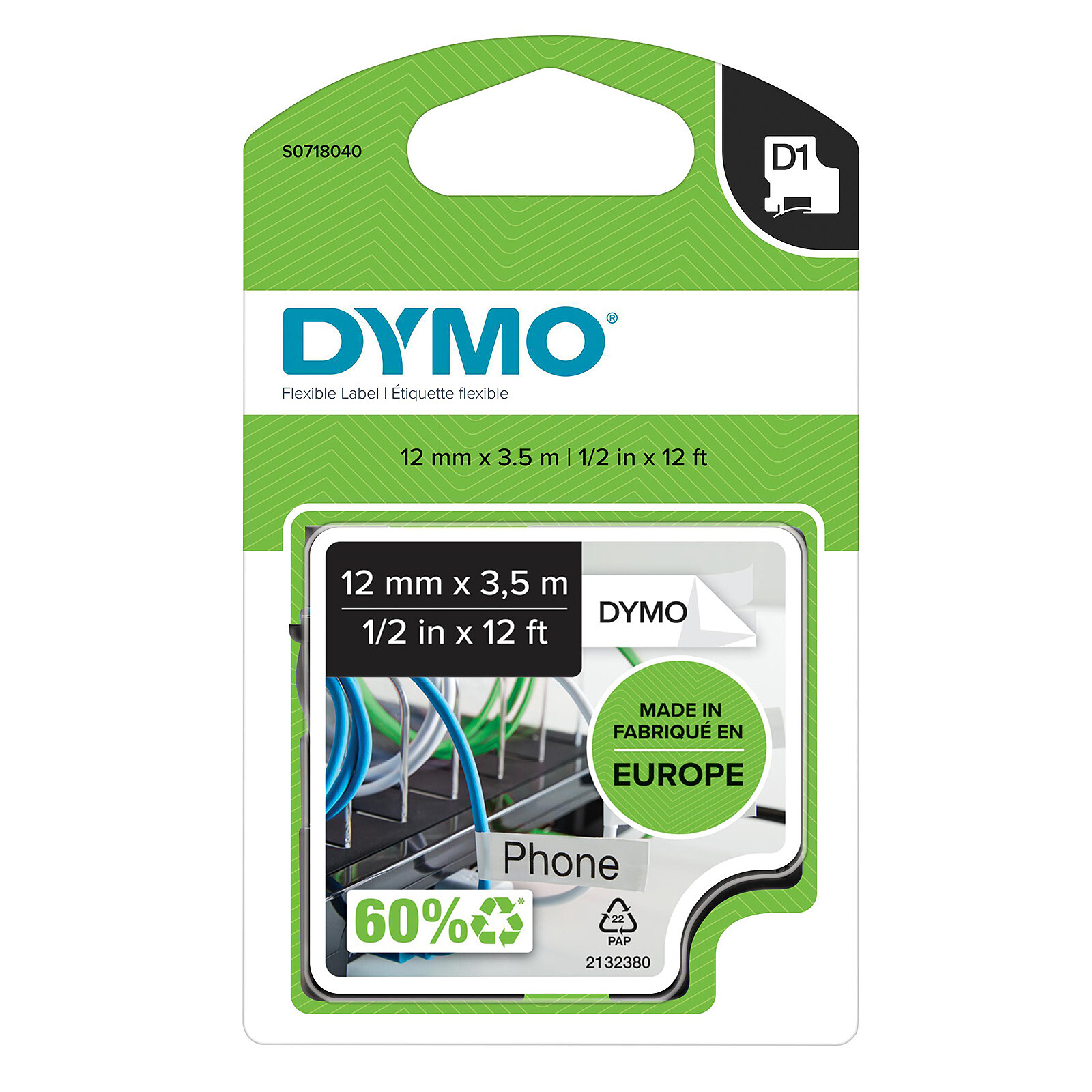 DYMO D1 - bande d'étiquettes - 1 rouleau(x) - Consommable pour imprimante  photo