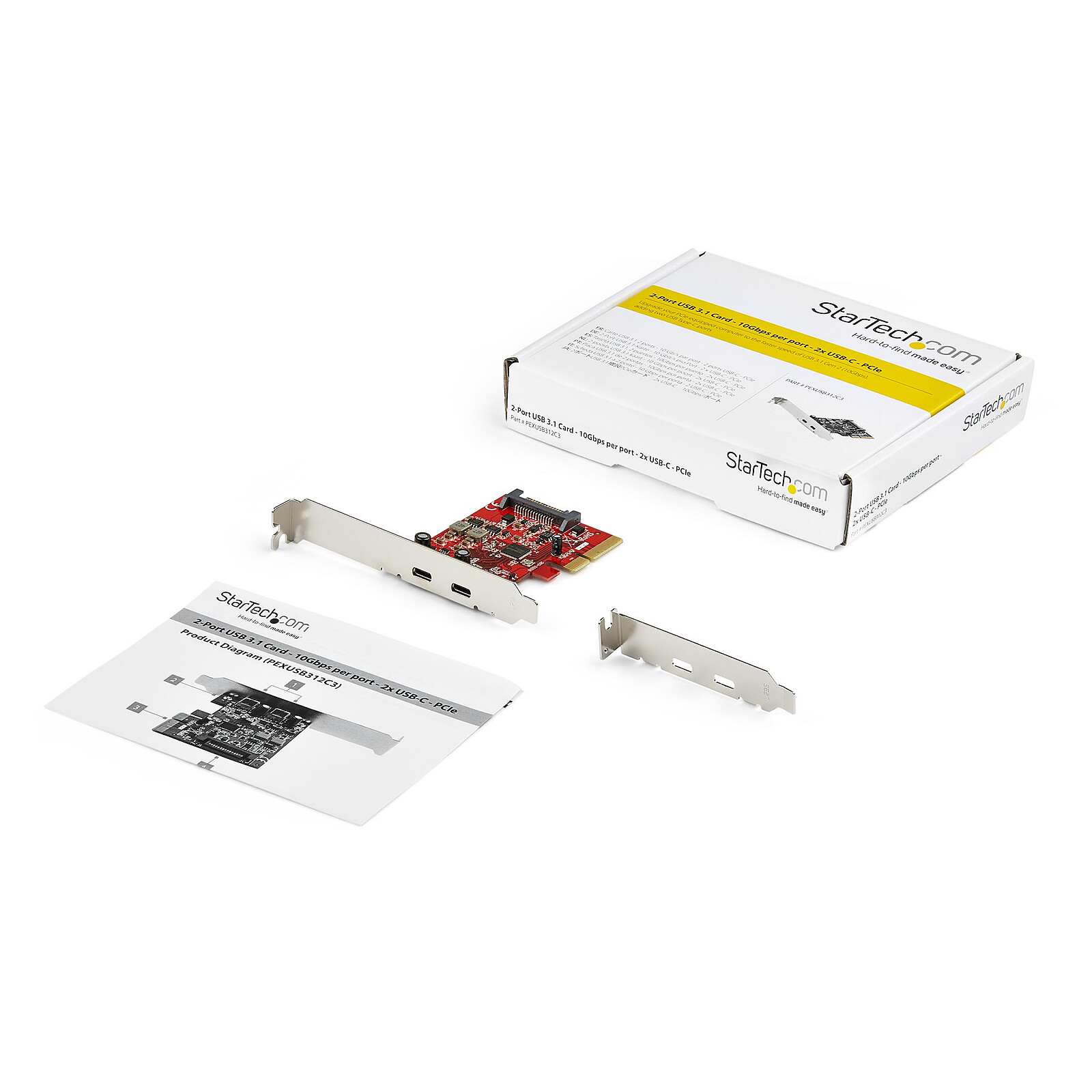 Carte contrôleur 3p USB-C + 2x USB-A /USB3.2 Gen2 en PCIe x4 - Achat /  Vente sur