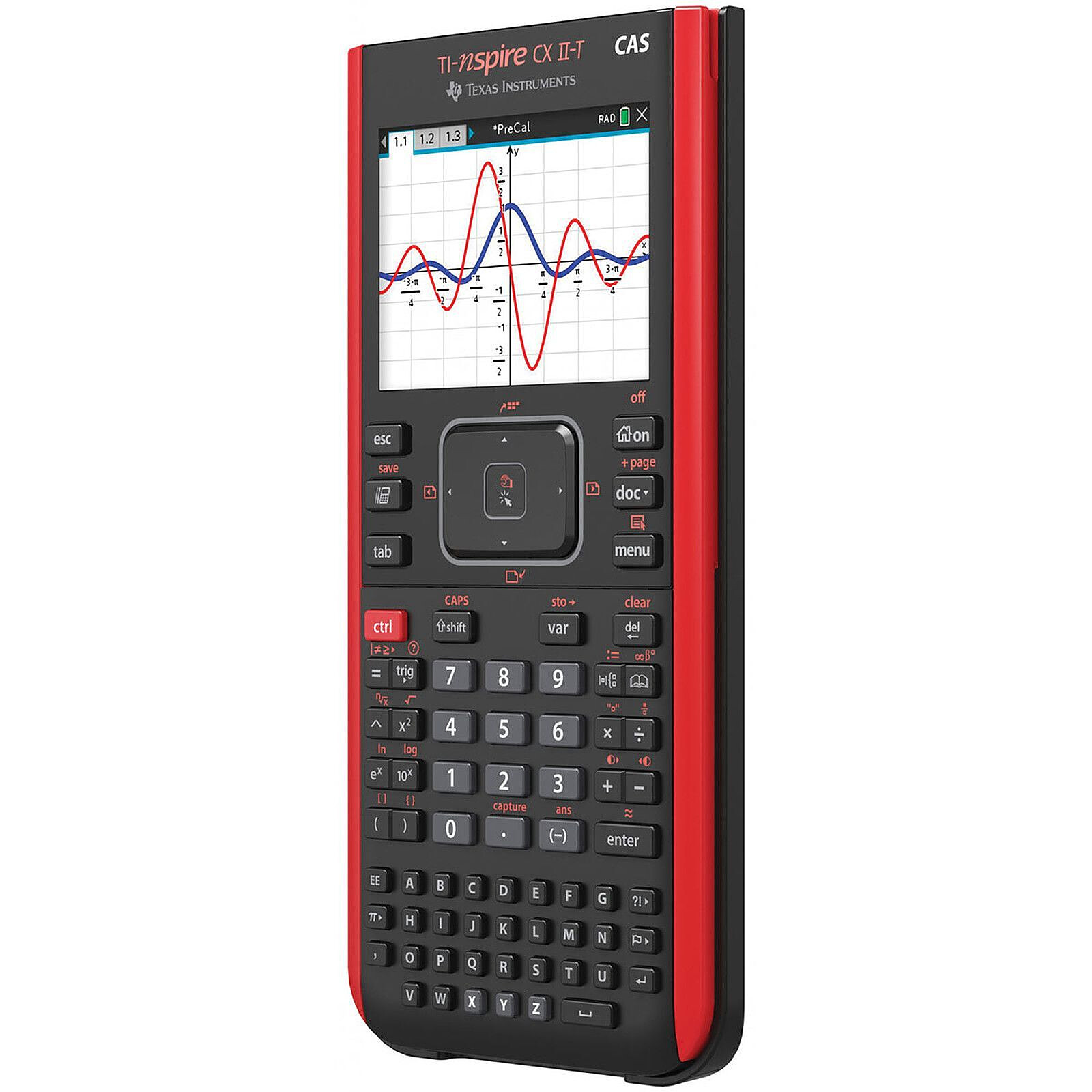 ✓ Calculatrice graphique Texas Instruments TI-Nspire CX II-T CAS, logiciel,  USB - E/D/I/F/ES/NL couleur rouge en stock - 123CONSOMMABLES