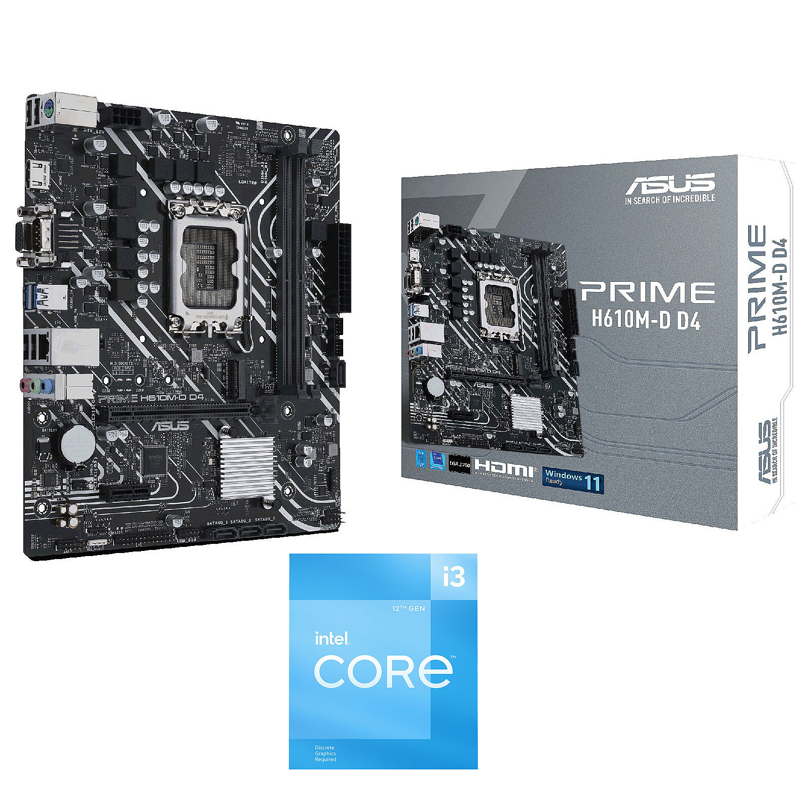 Kit Upgrade PC Intel Core i3-12100F ASUS PRIME H610M-D D4 - Kit