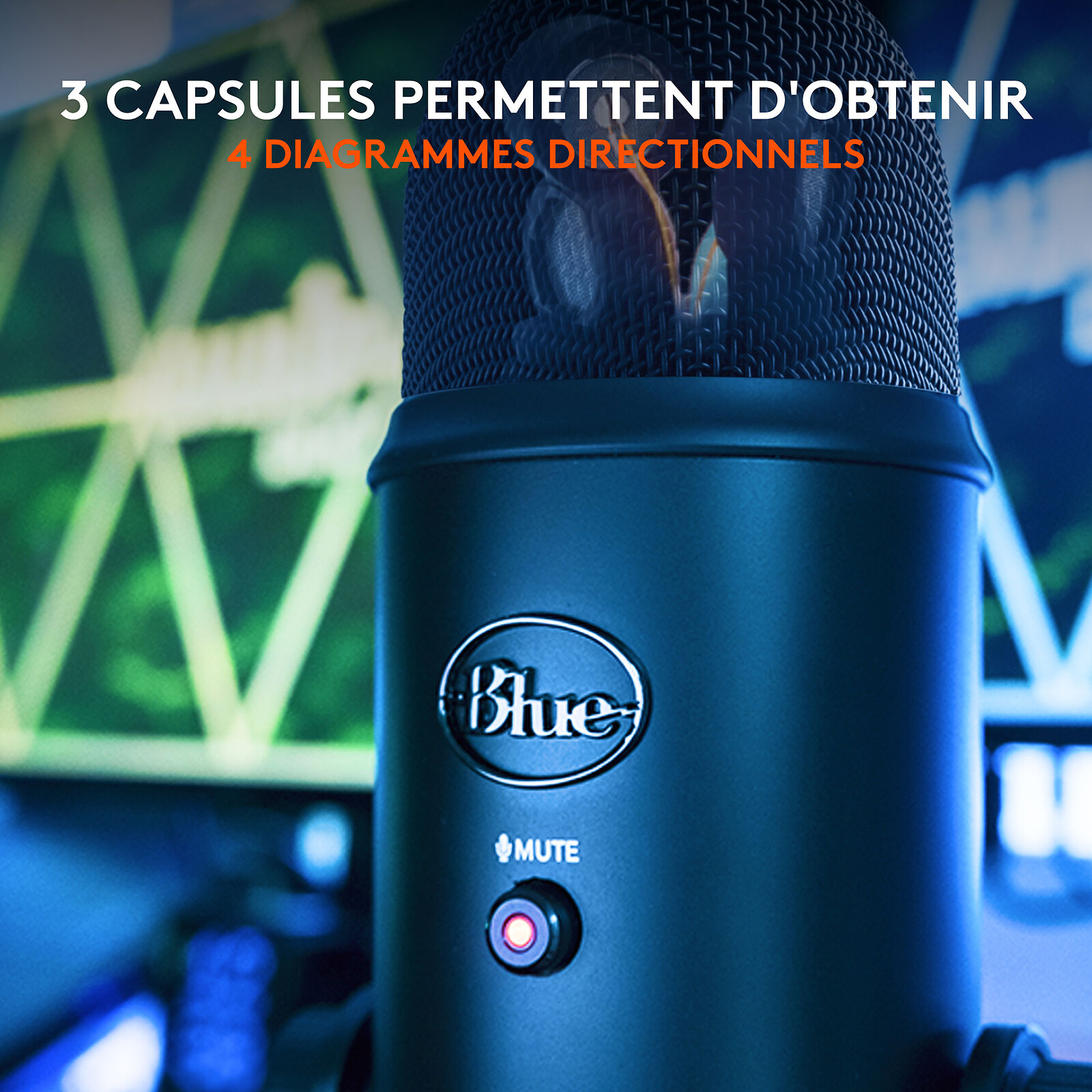 Blackout du microphone Yeti bleu avec support de Maroc