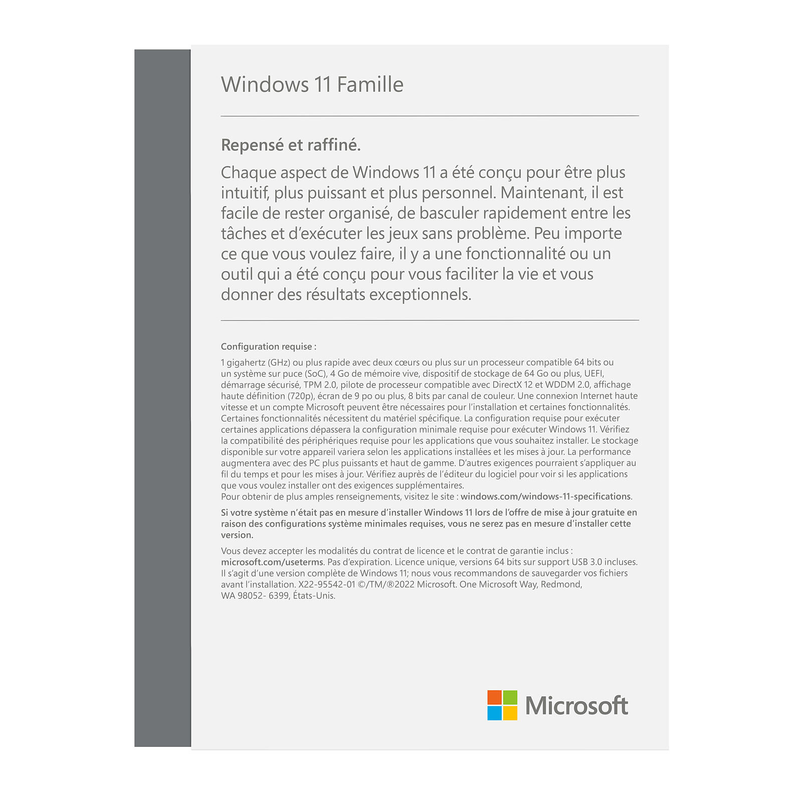Microsoft Windows 11 Famille 64 bits Français (Licence originale +