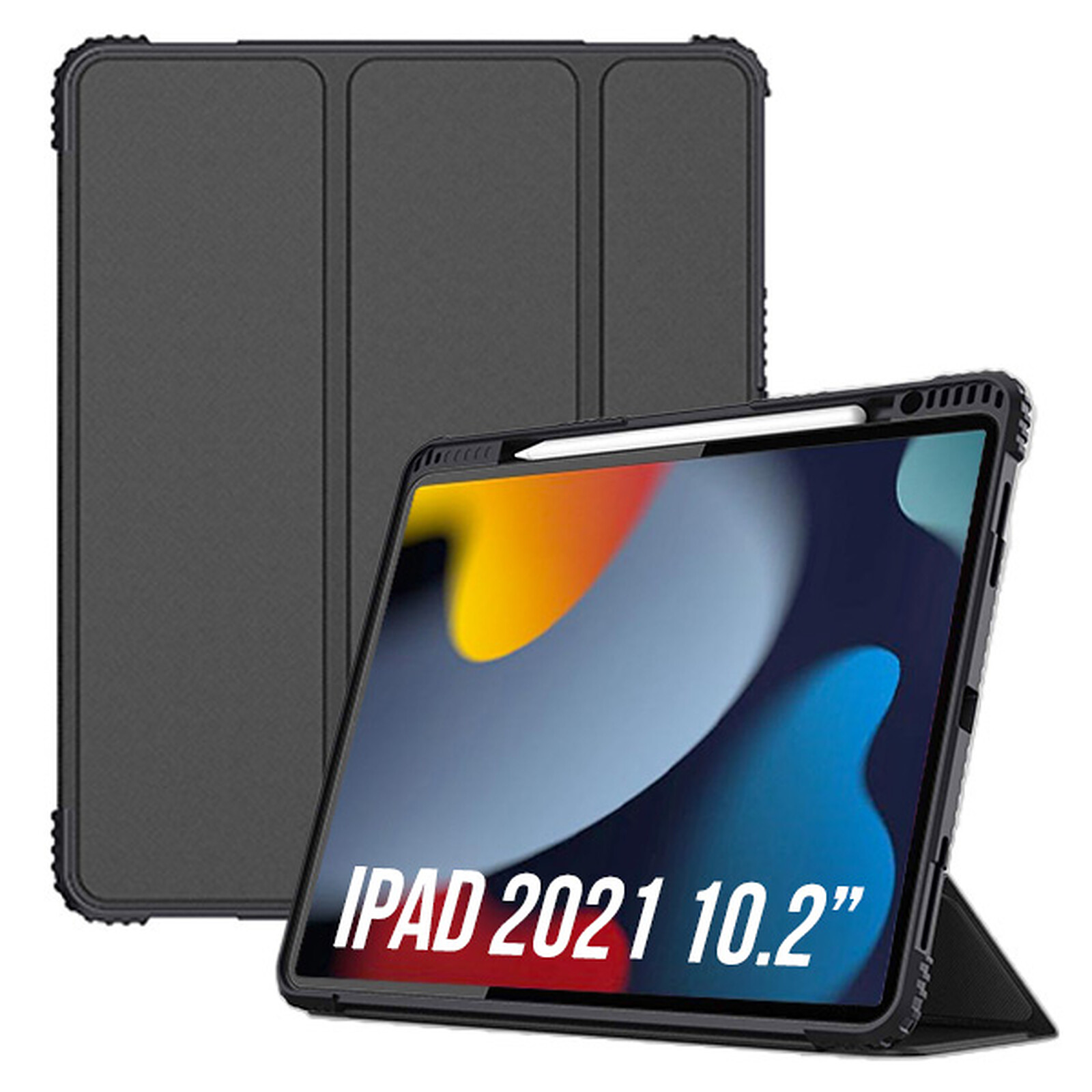 Akashi Etui Folio Stand Noir iPad 2021 10.2 - Etui tablette
