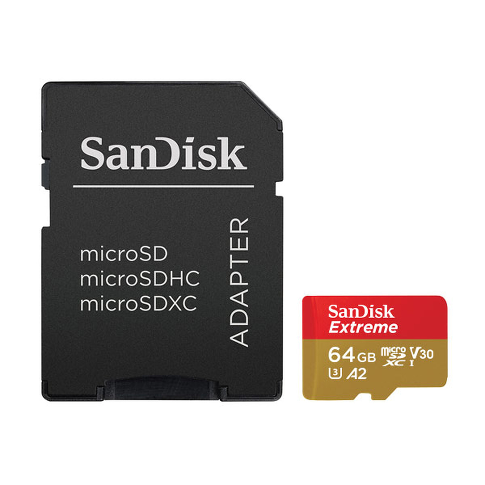SanDisk Extreme microSDXC UHS-I U3 64 Go + Adaptateur SD