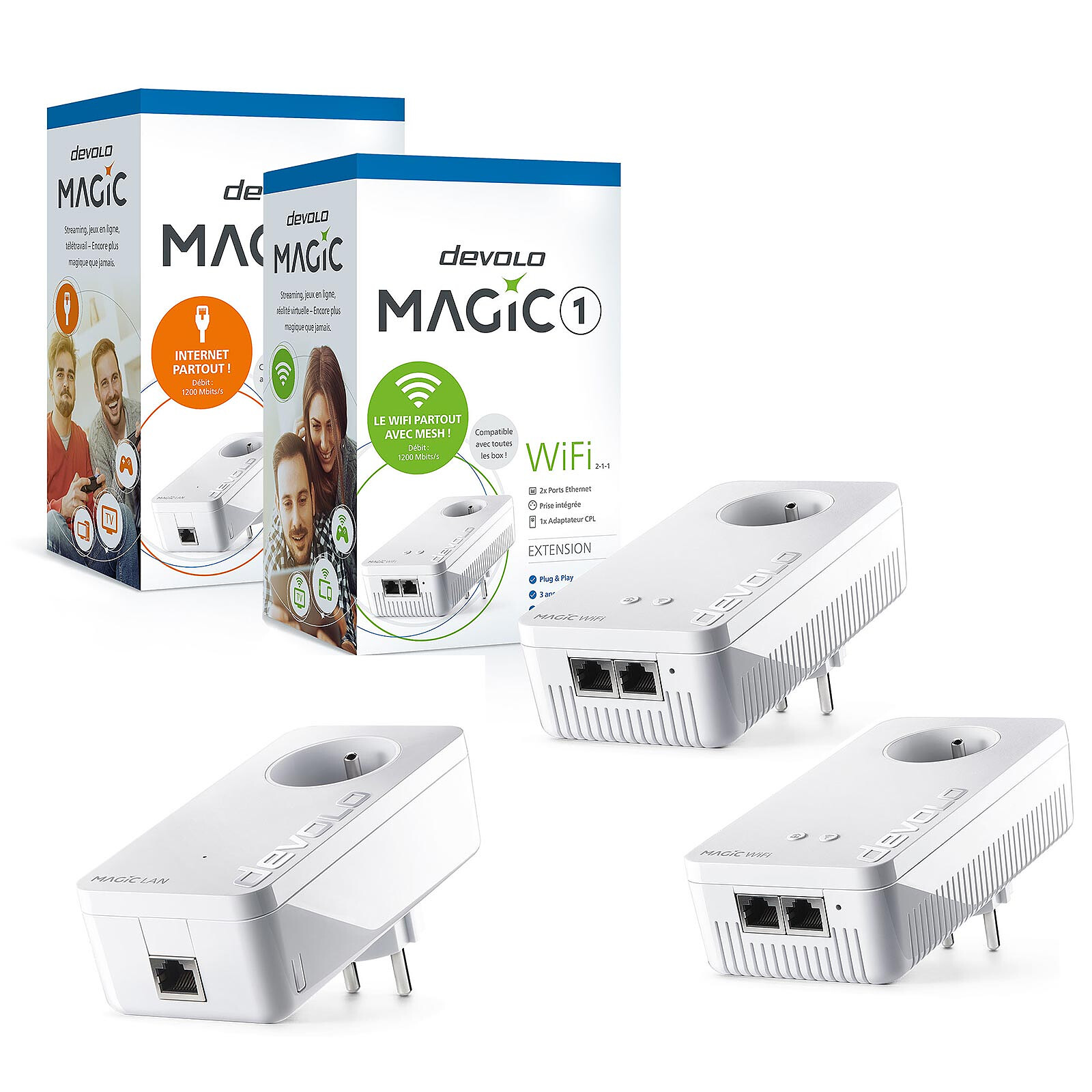 Magic adapter Powerline devolo Magic LDLC 1 - Wi-Fi - warranty + devolo 1 (pair) 3-year LAN
