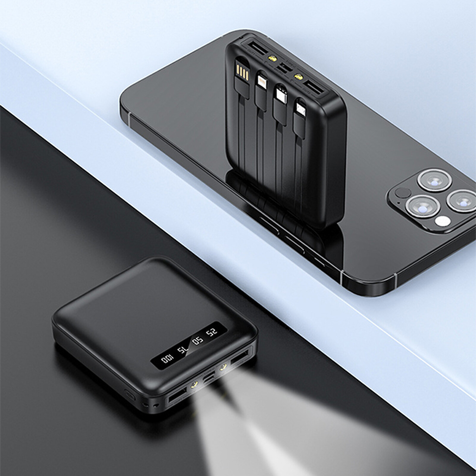 Batterie externe à induction pour iPhone 10 000mAh - Noir - Batterie externe  - Achat & prix
