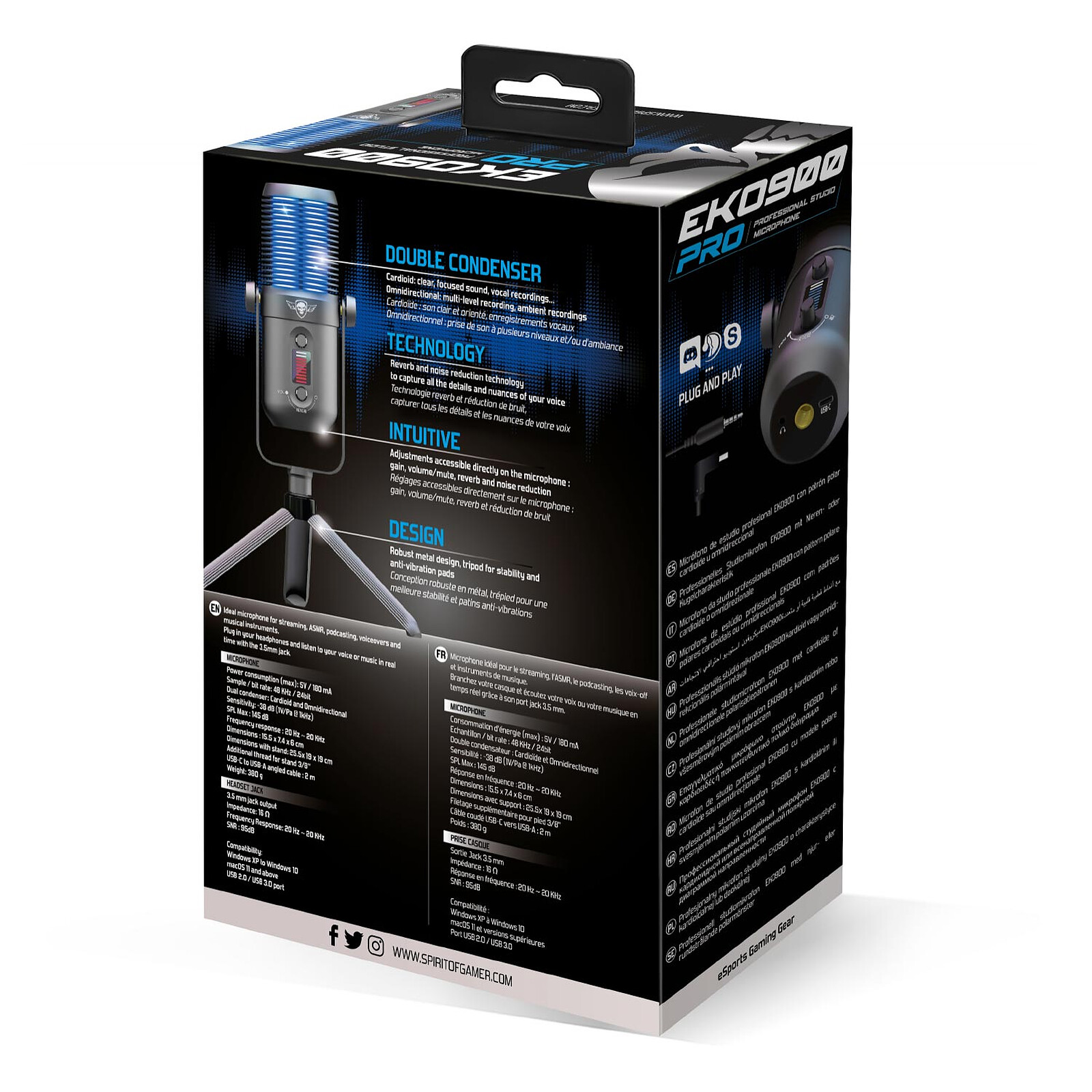 Support de microphone Tonor Q9 + microphone à condensateur USB