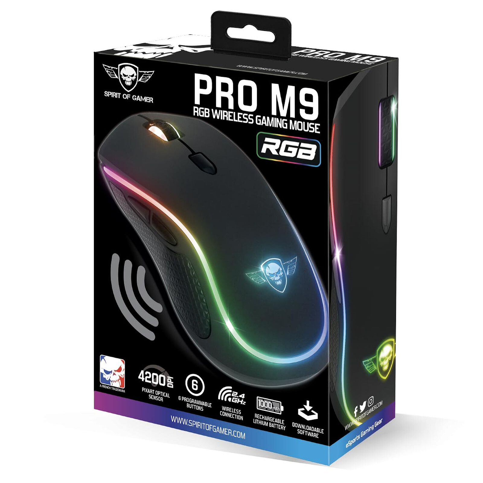 Souris gaming Pro M9 sans fil - LED RGB - Spirit of Gamer