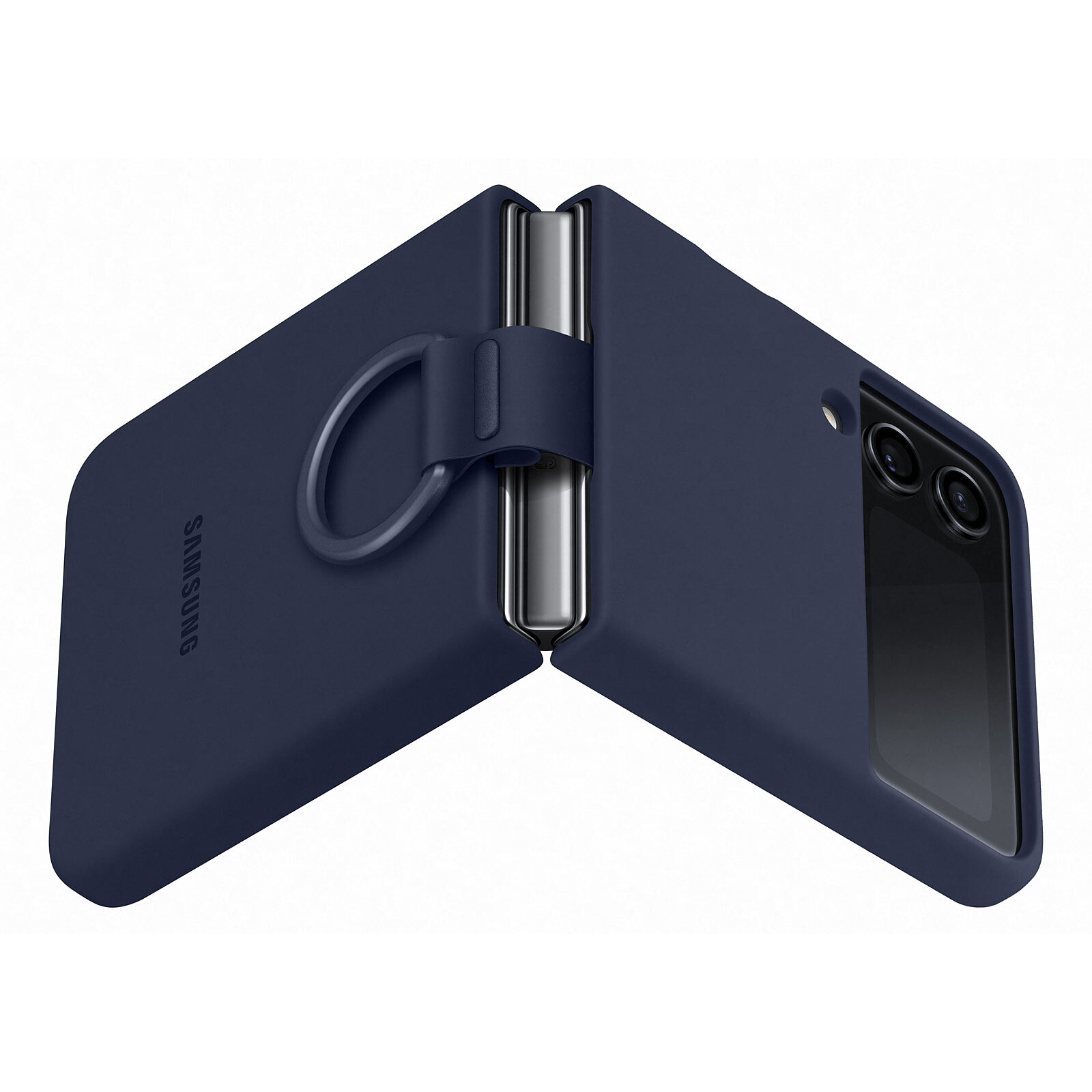 Funda Silicone Cover con Anillo para Galaxy Z Flip5 - Lavander