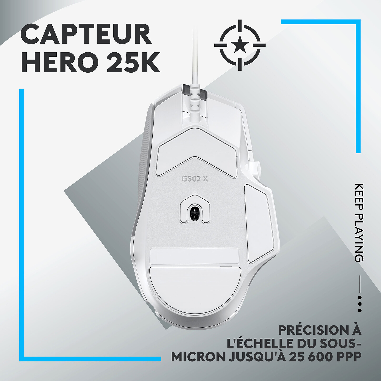 Souris filaire Logitech G G502 X - capteur gaming HERO 25K