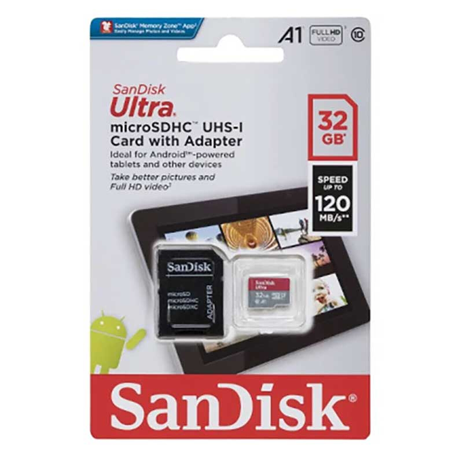 Carte mémoire SDHC UHS-I classe 4 de 32 Go SanDisk avec adaptateur