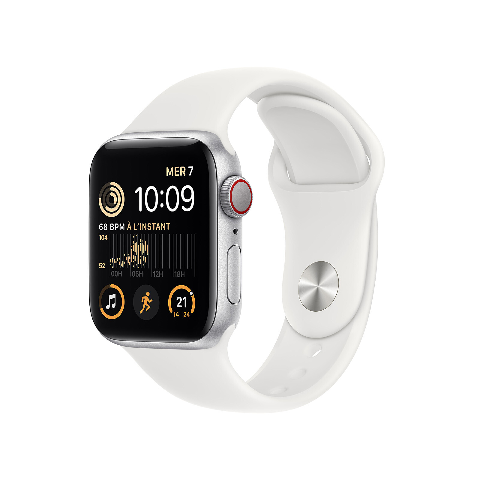 Apple Watch SE + Cellular (2022) Muñequera deportiva de aluminio plateada de 40 mm - Smartwatch Apple en