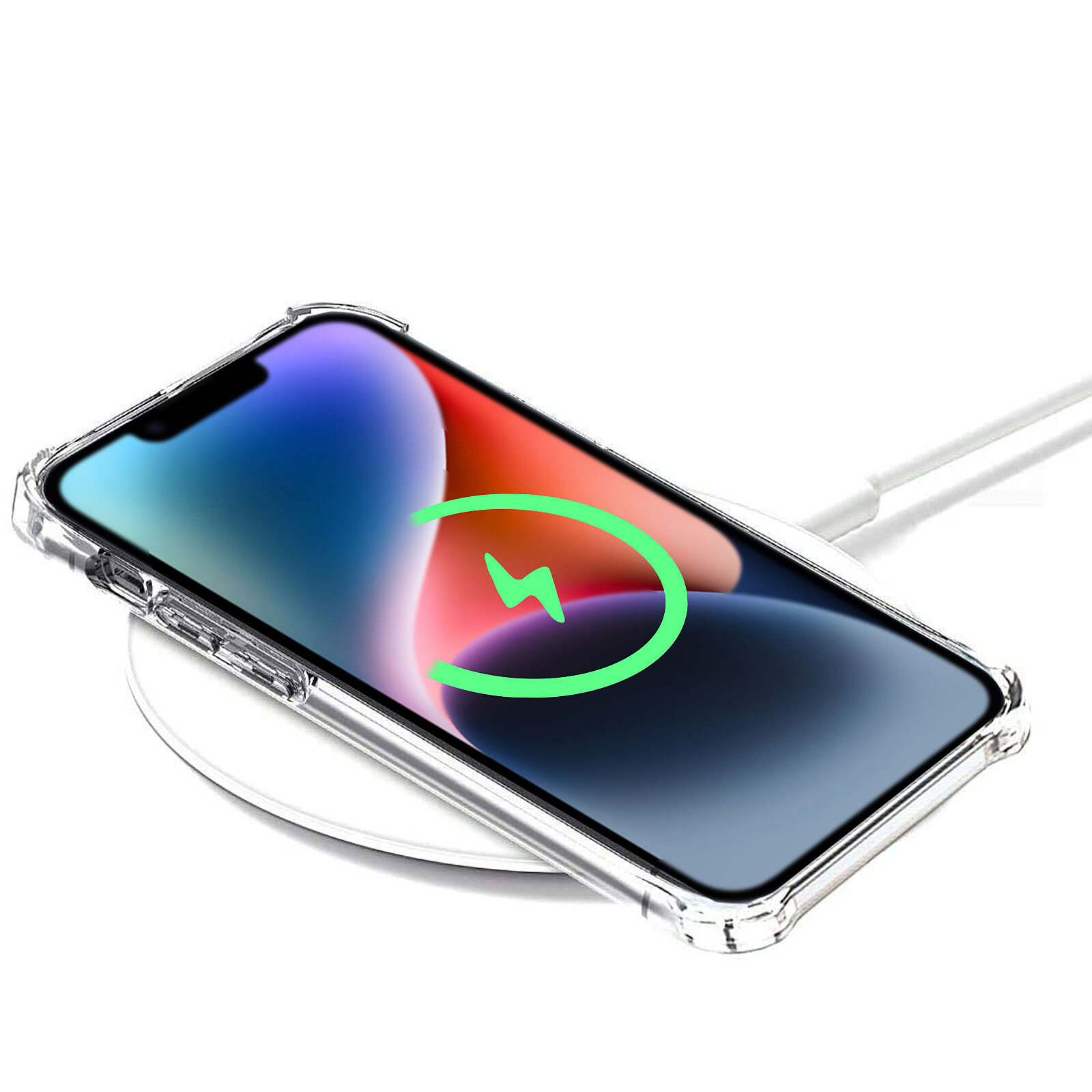 AKASHI Funda trasera de silicona con cuerda en color transparente / Apple iPhone  14 