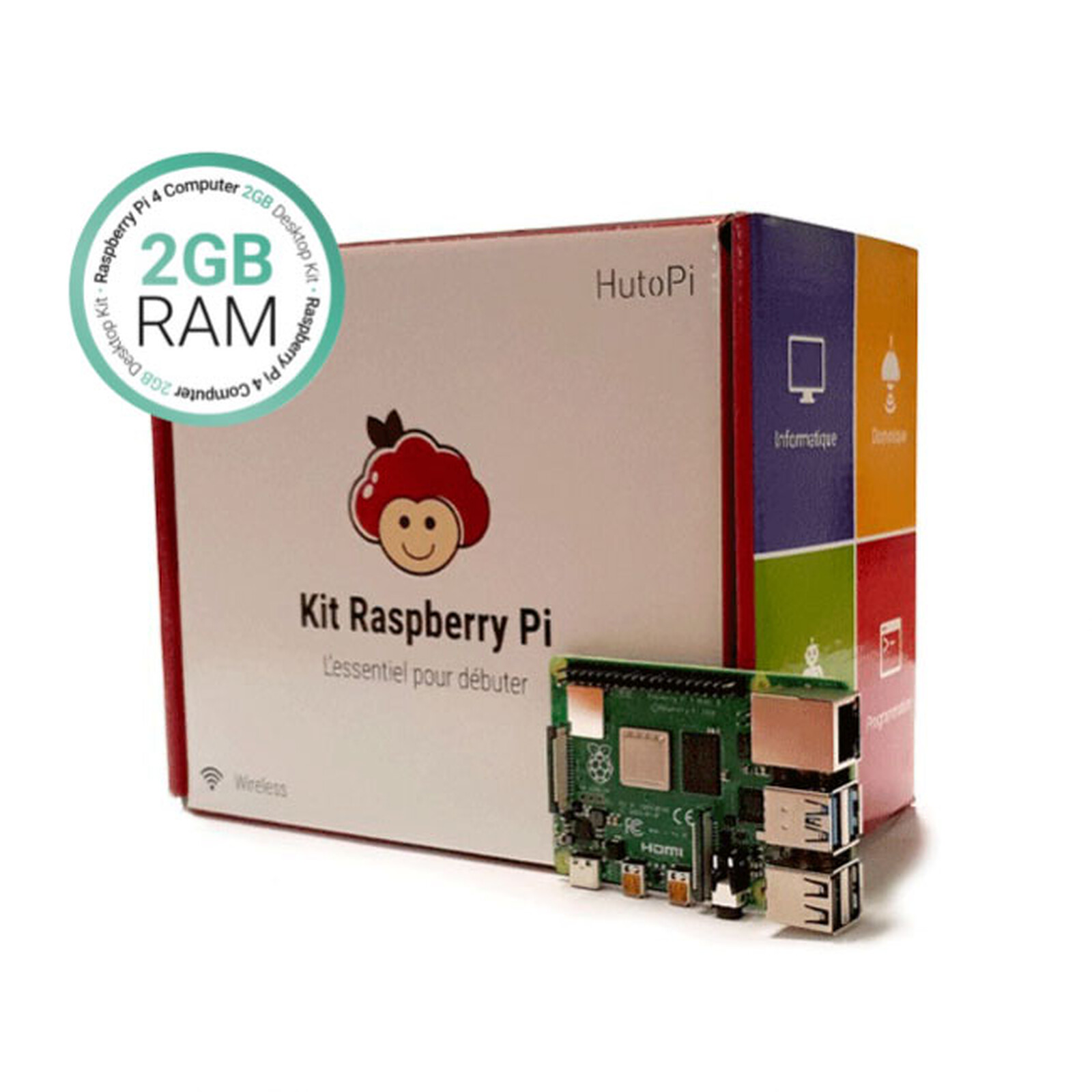 Hutopi Starter Kit Raspberry Pi 4 2 Go - Kit Raspberry Pi