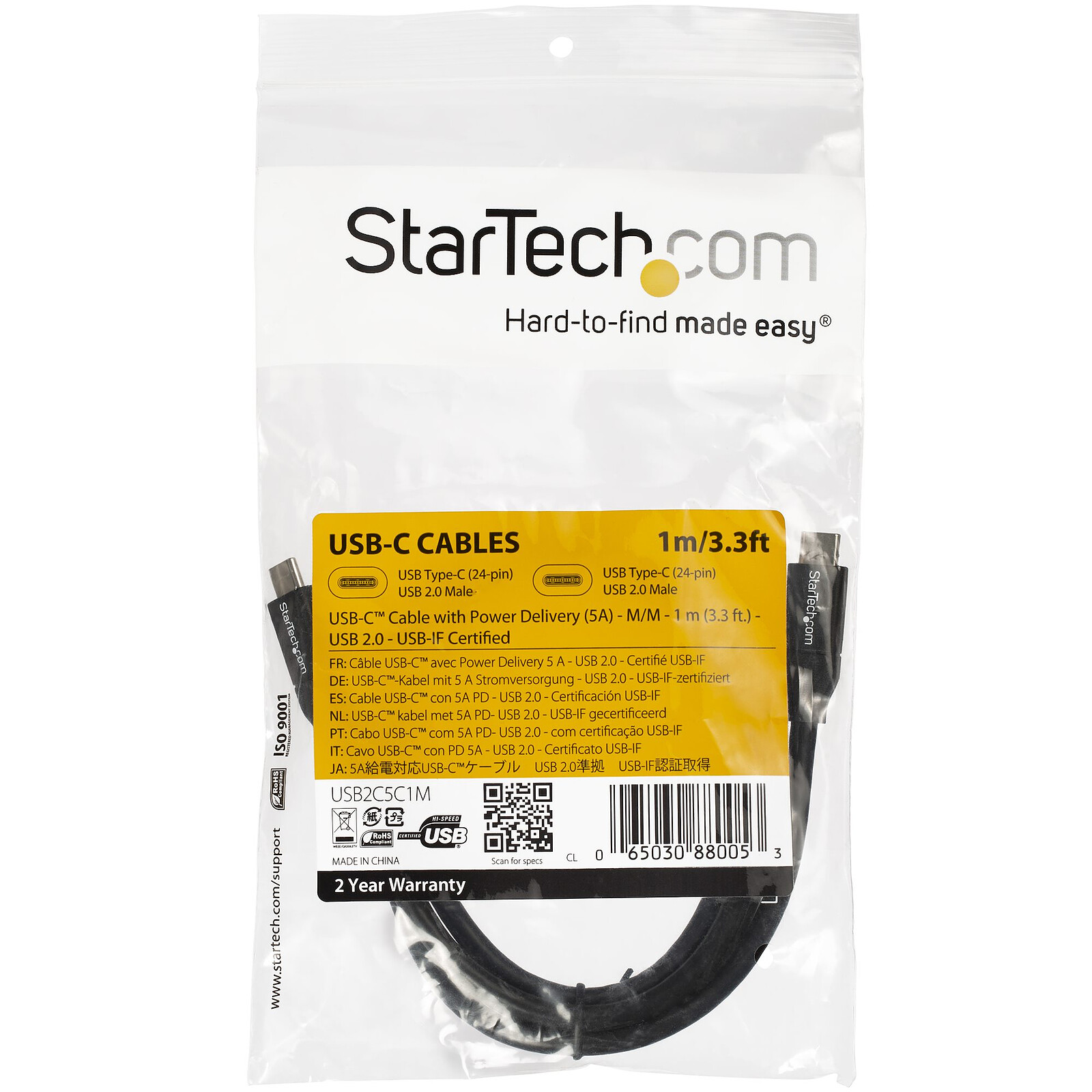 StarTech.com Câble USB-C vers USB 2.0 de 2 m - Noir - USB - Garantie 3 ans  LDLC