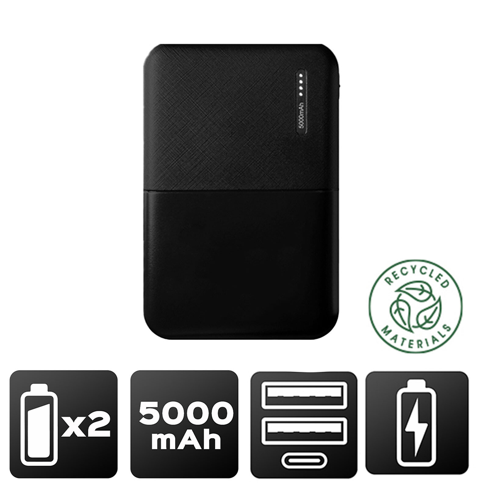 Akashi Batterie de Secours 5000 mAh Eco (Noir) - Batterie externe - LDLC