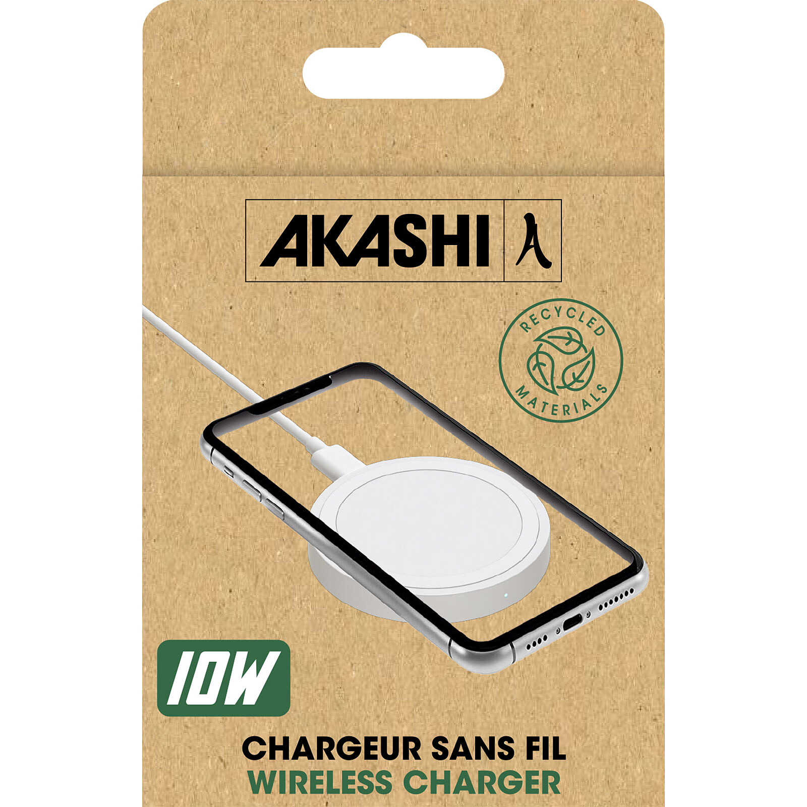 Caricabatterie rapido senza fili Akashi 10W (bianco)